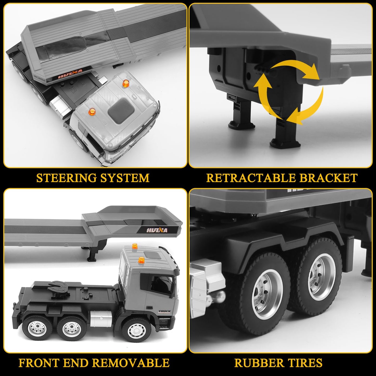 Fistone RC Semi Truck & Excavator Set, 2.4Ghz Remote Control Toys, 1:24 RC Semi-Trailer Engineering Tractor With Sound and Lights, Construction Vehicles for Boys