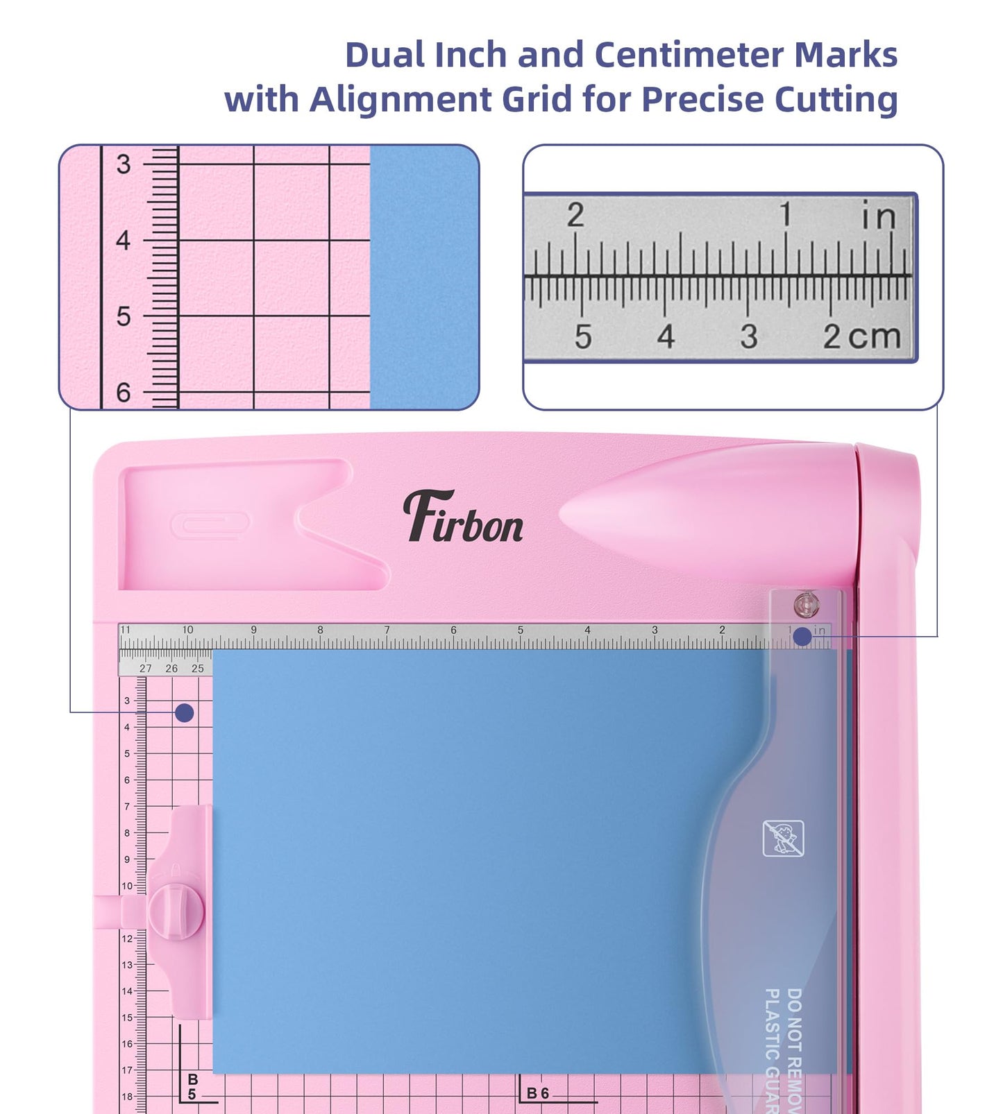 Firbon 12" Guillotine Paper Cutter, Heavy Duty 30-Sheet Capacity Trimmer for Cardstock, Photos, Scrapbooking, Office, Classroom, Studio (Pink)