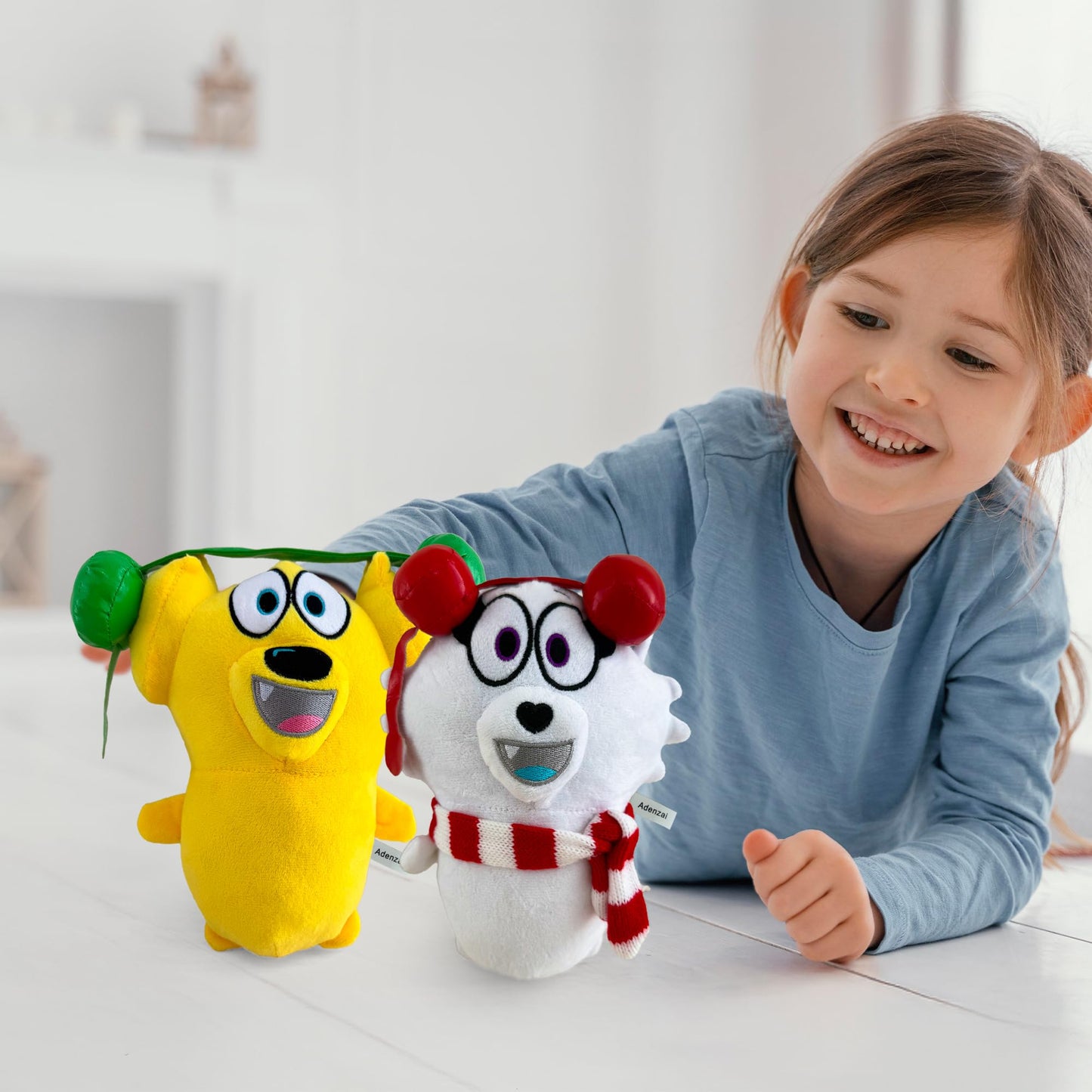 Adenzai Tyler and Snowi Snuggle Bundle Plush Set – Soft Stuffed Animal Plushies, Tyler and Snowi Plush Toy, Cute Cuddly Character Plush Gift Set for Kids and Fans