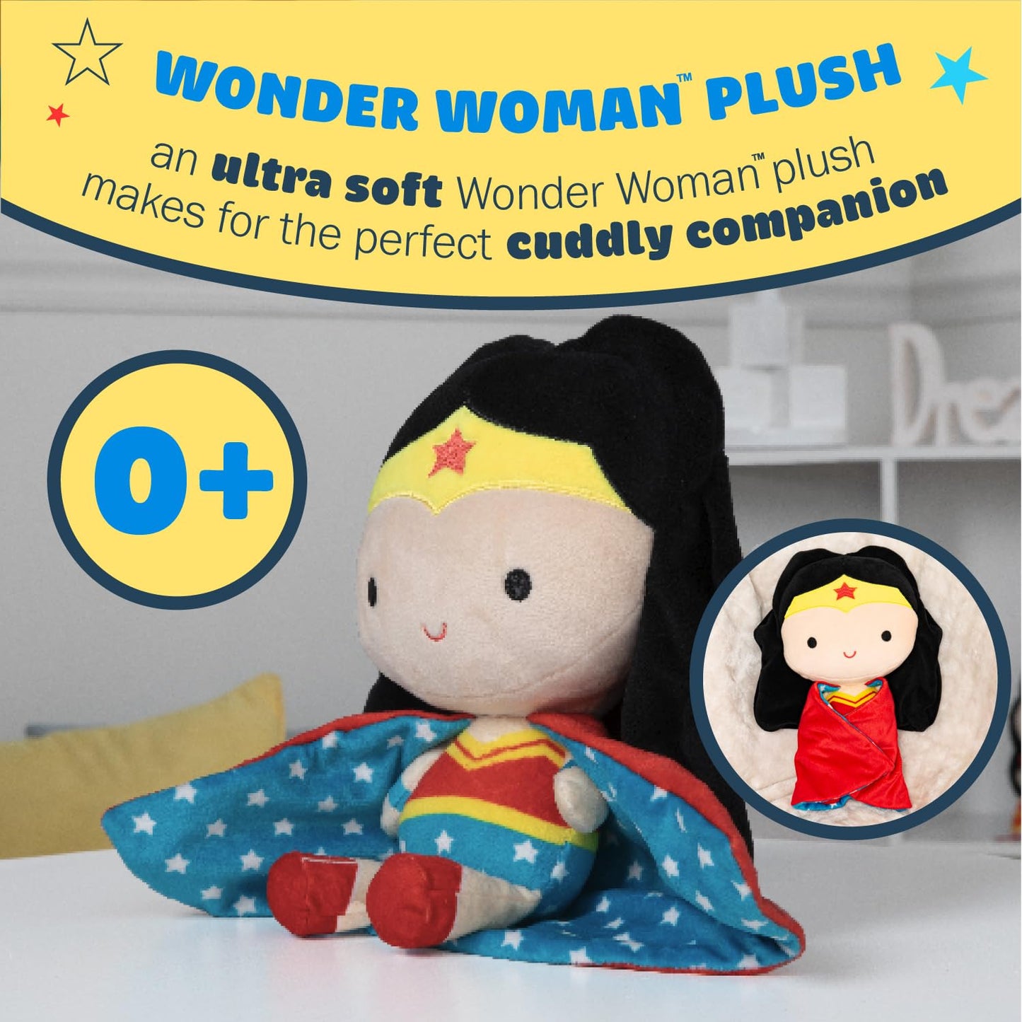 KIDS PREFERRED DC Comics Wonder Woman Soft Huggable Weighted Stuffed Animal Cute Plush Toy for Toddler Boys and Girls, Gift for Kids, 11.5 inches