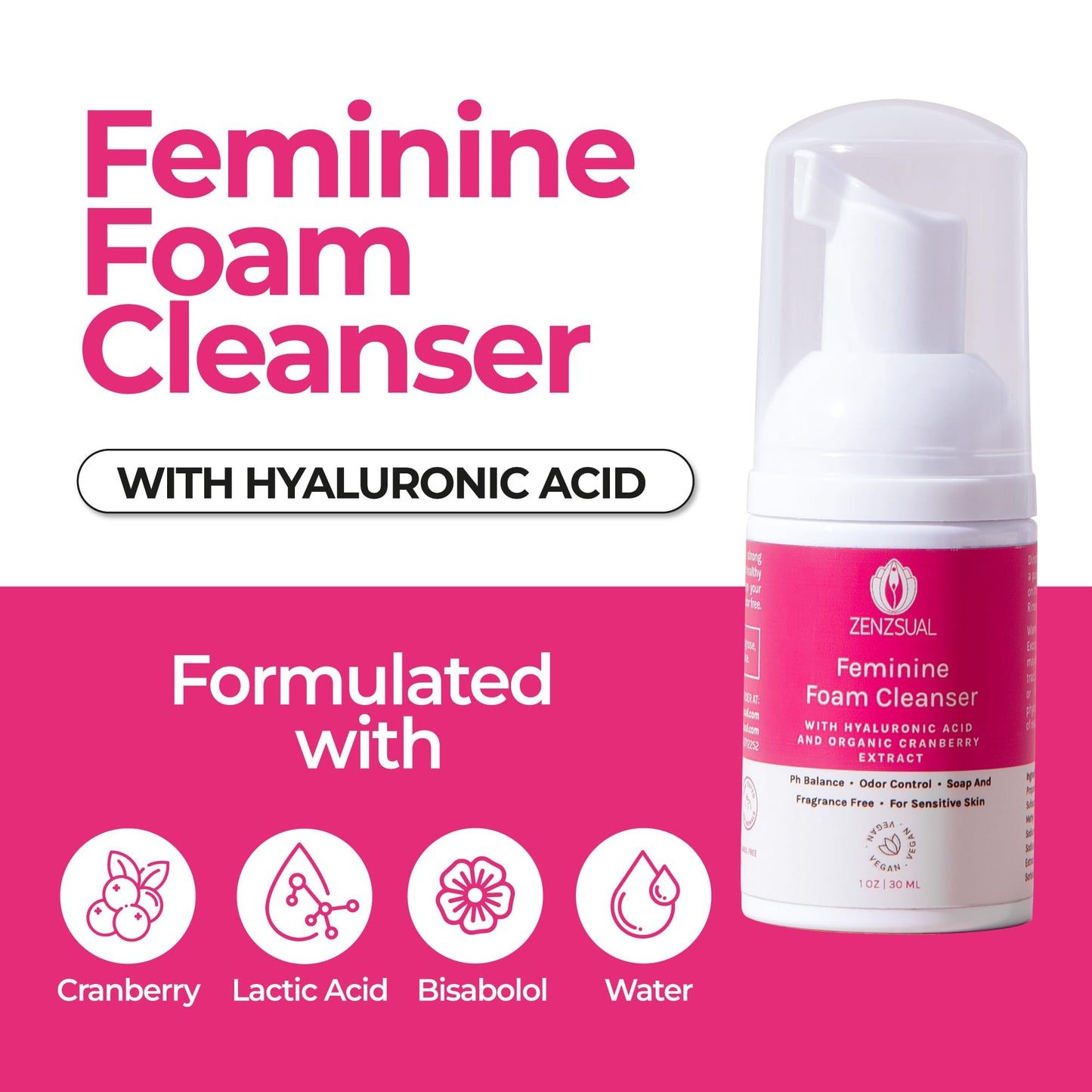 ZENZSUAL Feminine Foam Cleanser + Gel with Hyaluronic Acid (1 Oz. ea.)