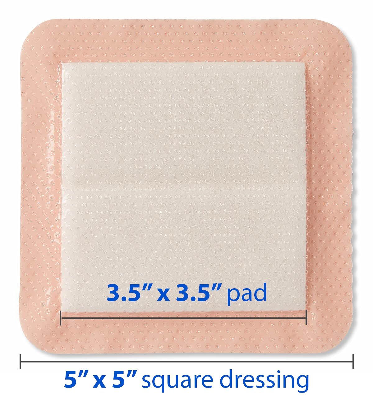 Medline Optifoam Gentle EX Bordered Foam Adhesive Dressing, 5" x 5" Square (10 Count)