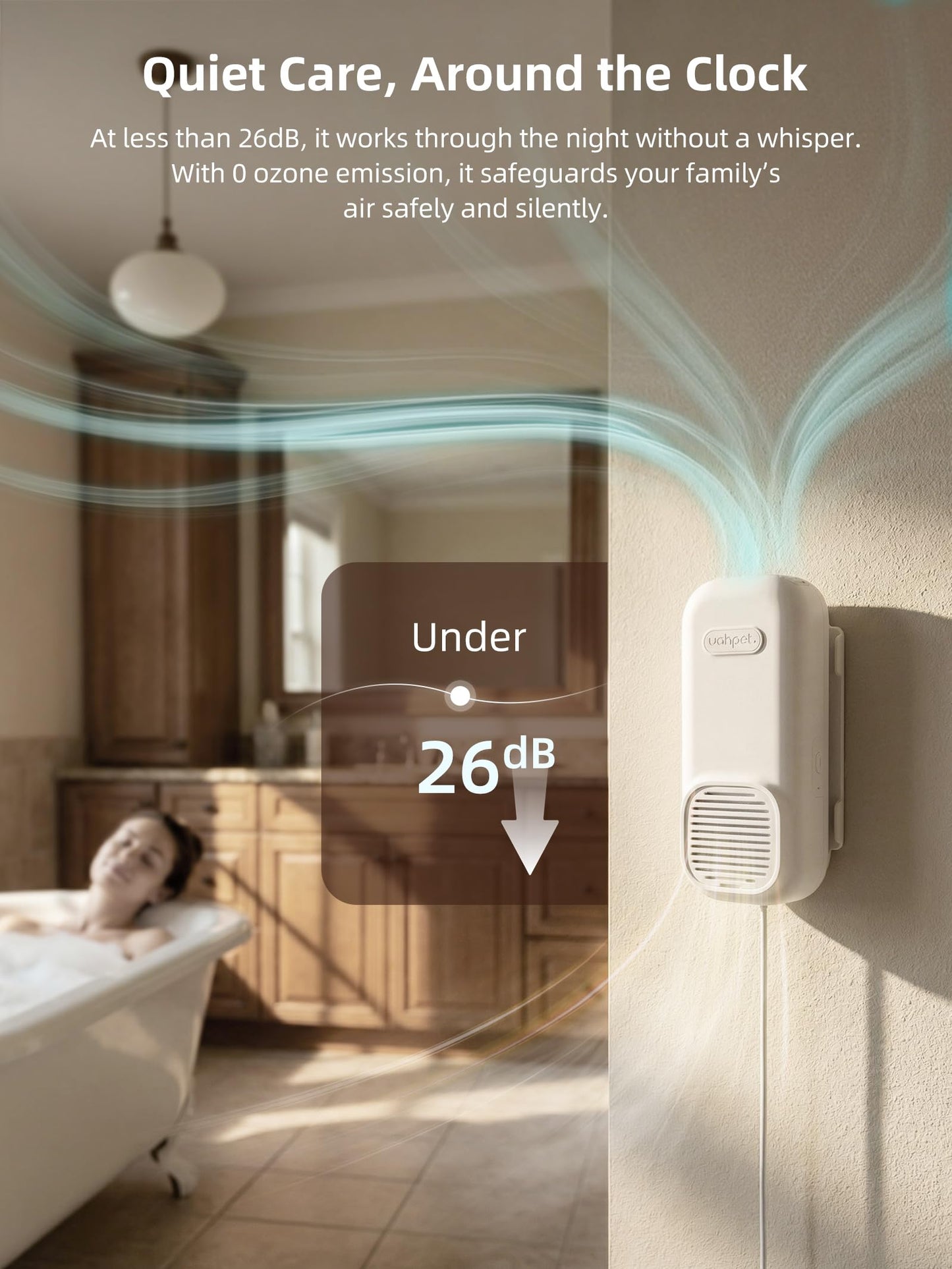 uahpet Bathroom Air Freshener, Plug in Air Purifier with Negative Ion, Nano & Fan-Powered, No Scent & No Refills Triple Home Deodorizer for Toilet, Bathroom, Kitchen, Garage Odors