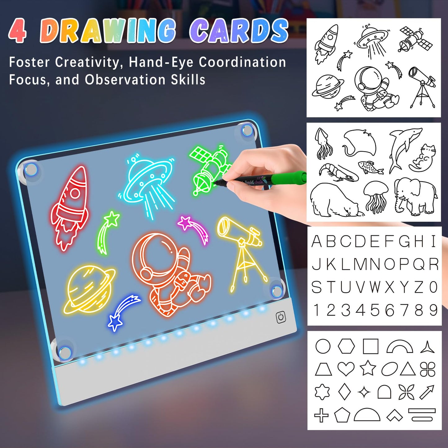 LED Note Board with 7-Color Acrylic Display, Light Up Dry Erase Board