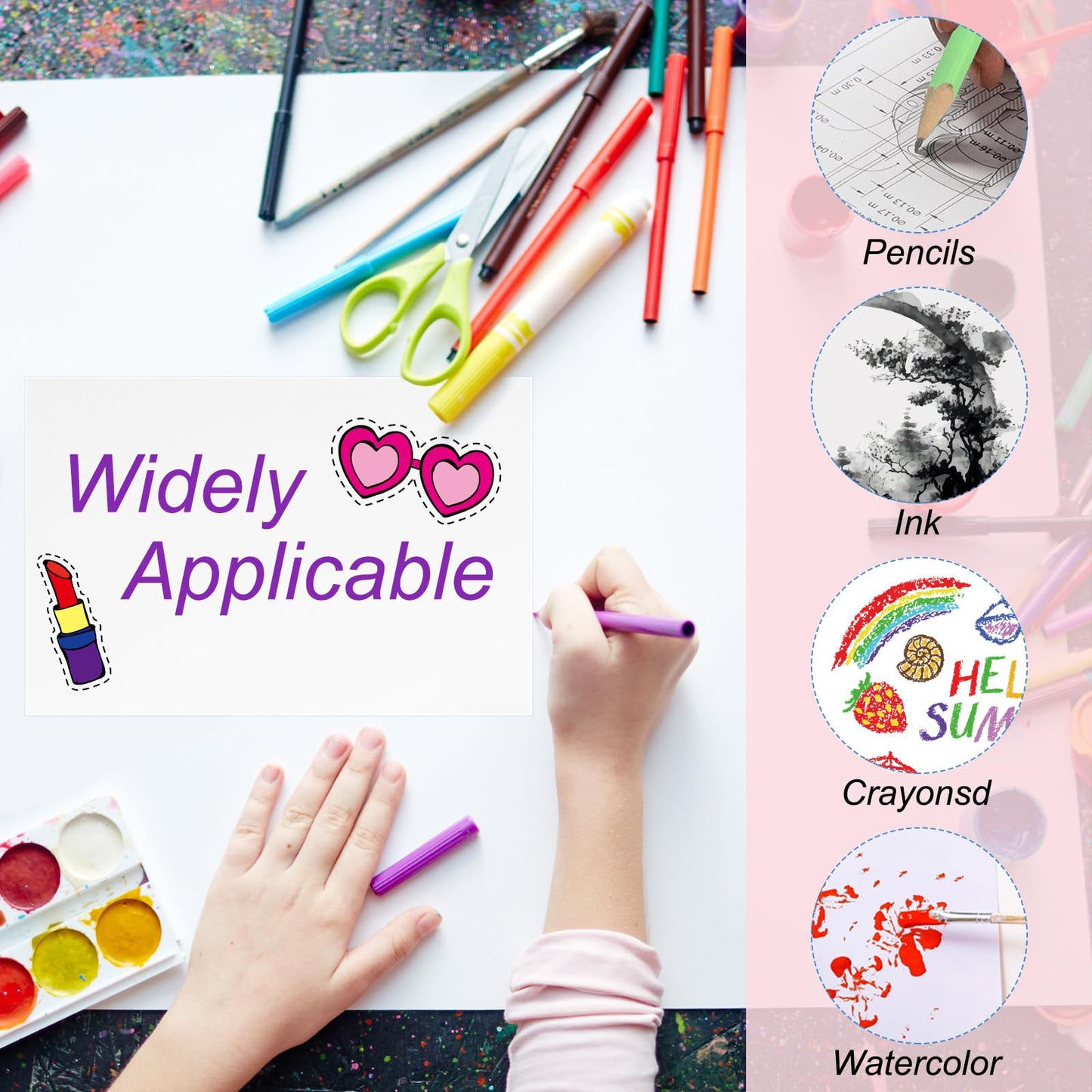 PATIKIL 50 Sets Pure Cotton Watercolor Cards 140lb/300 GSM Postcards with Envelopes for Art Painting Creative Thank Notes, 5x7 Inch Foldable Size
