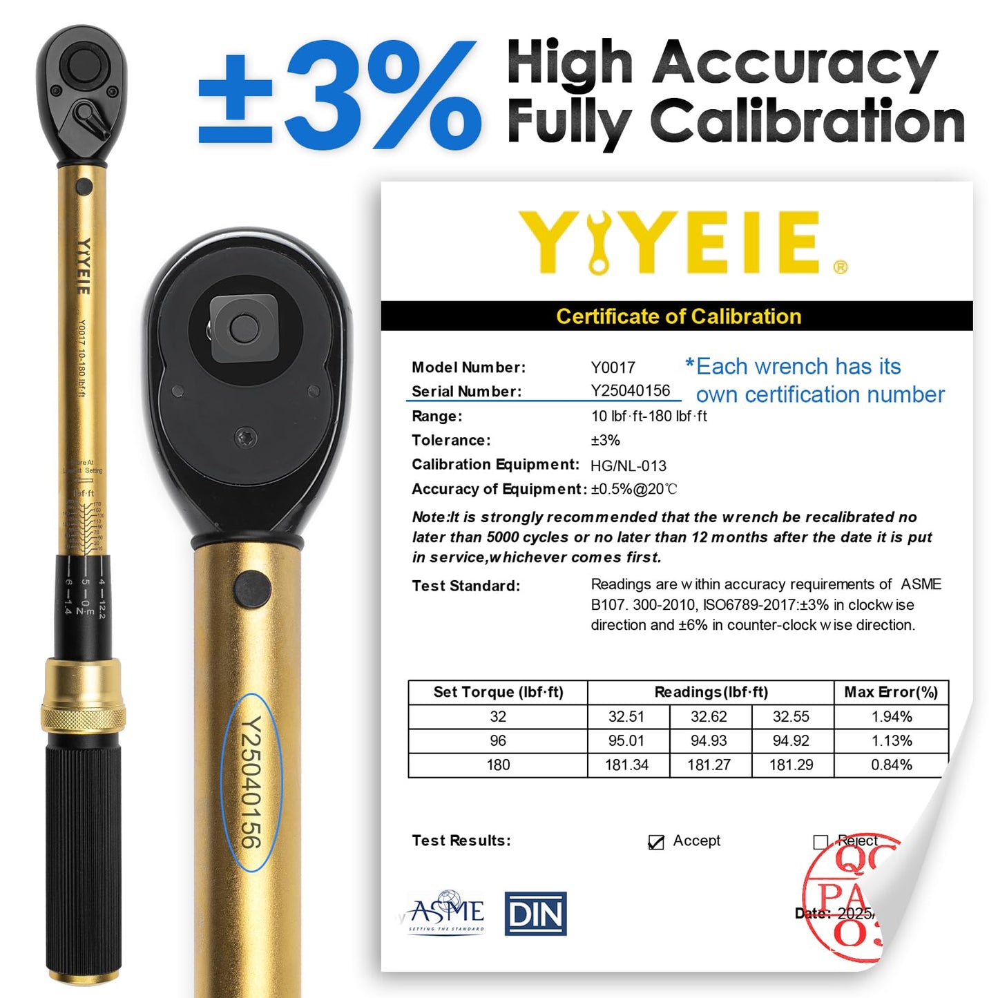 YIYEIE 22PCS Torque Wrench Set 1/2" Drive, 10-180 ft.lb/13.6-244.1 Nm, Click Torque Wrench with Impact Sockets, 1 ft.lbs Micro, 72-Tooth Ratchet, Quick Release Head, Master Torque Tool for Car Repair