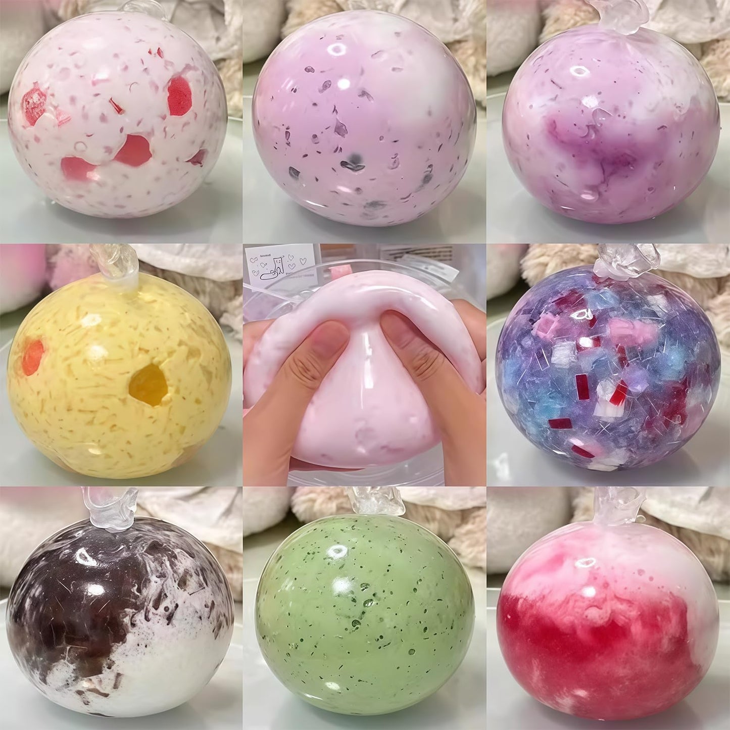 DIY Stress Ball Making Kit, Squishy Maker Kit with Blank Skins & Air Pump, Add Water to Make Your Own Crunchy Stress Balls for Adults, Transparent Squeeze Toy