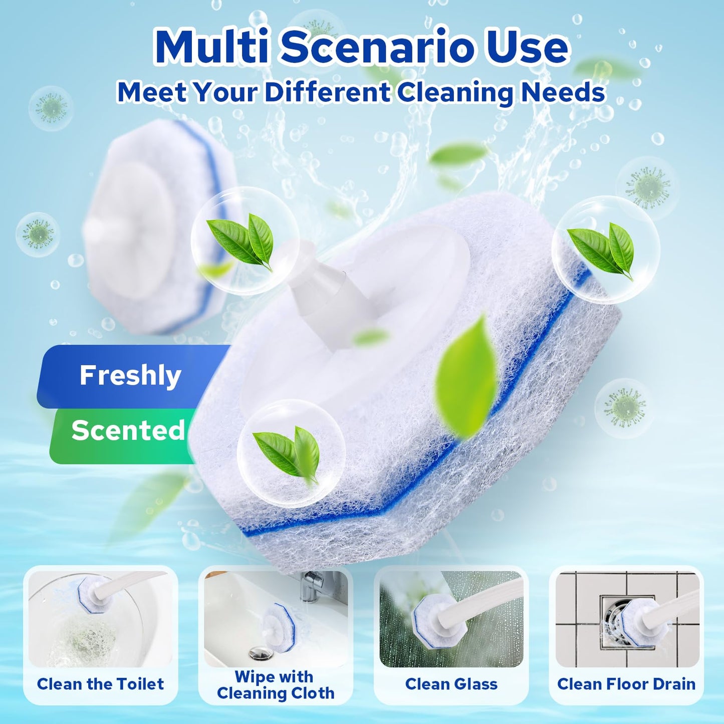 Cecailin 120pcs Disposable Toilet Brush Refills, Bulk Toilet Bowl Cleaner Refill Pads, Compatible with Most Toilet Cleaning Wands, High-Value Scrubber Replacement Heads, 120 Count