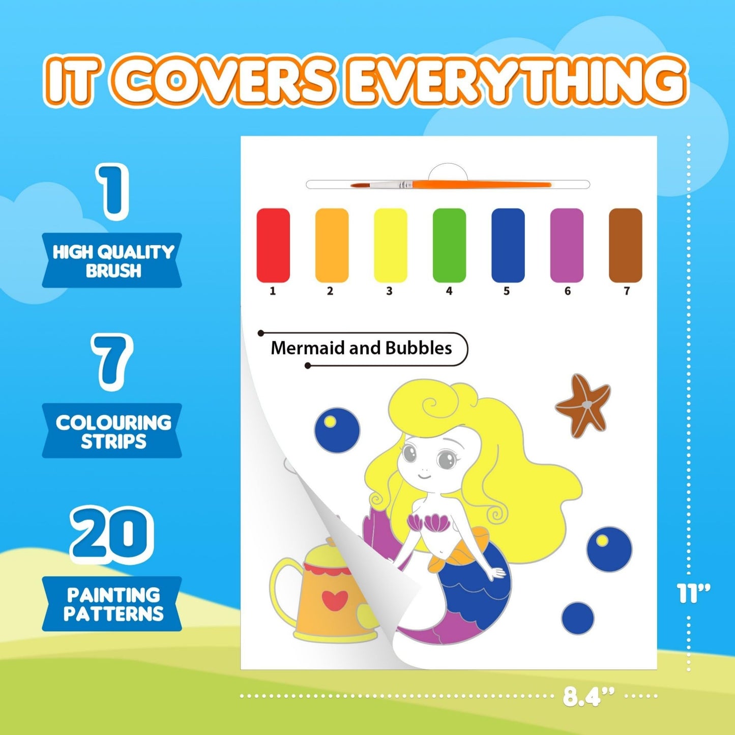 YPLUS Paint with Water Books for Toddler Activities, Watercolor Painting Paper for Kids Ages 3-8, Travel Toys Art Craft Gift for Drawing with Brush, 5 Themes