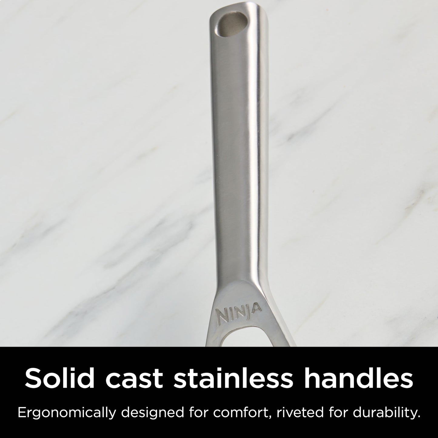 Ninja EverClad Commercial-Grade Stainless Steel 10.25" Fry Pan, Tri-Ply Pans, Oven Safe to 600°F, All Stovetops & Induction Compatible, Stainless, C90026