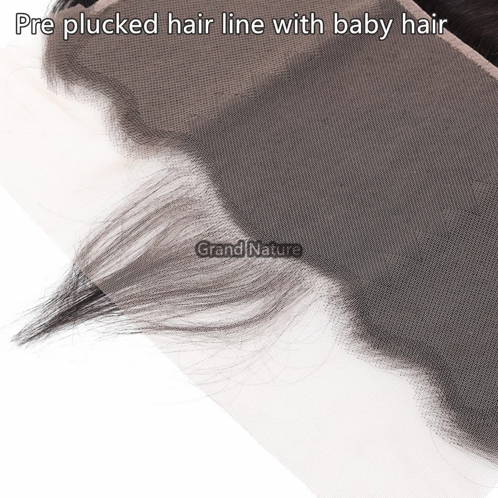 Grand Nature Frontal HD Lace Closure Only, 13x6 Frontal HD Lace, 5x5 HD Lace Closure Body Wave, Straight 4x4 Closure, 13x4 Lace Frontal HD Lace (Straight, 20"-13x6 Frontal)