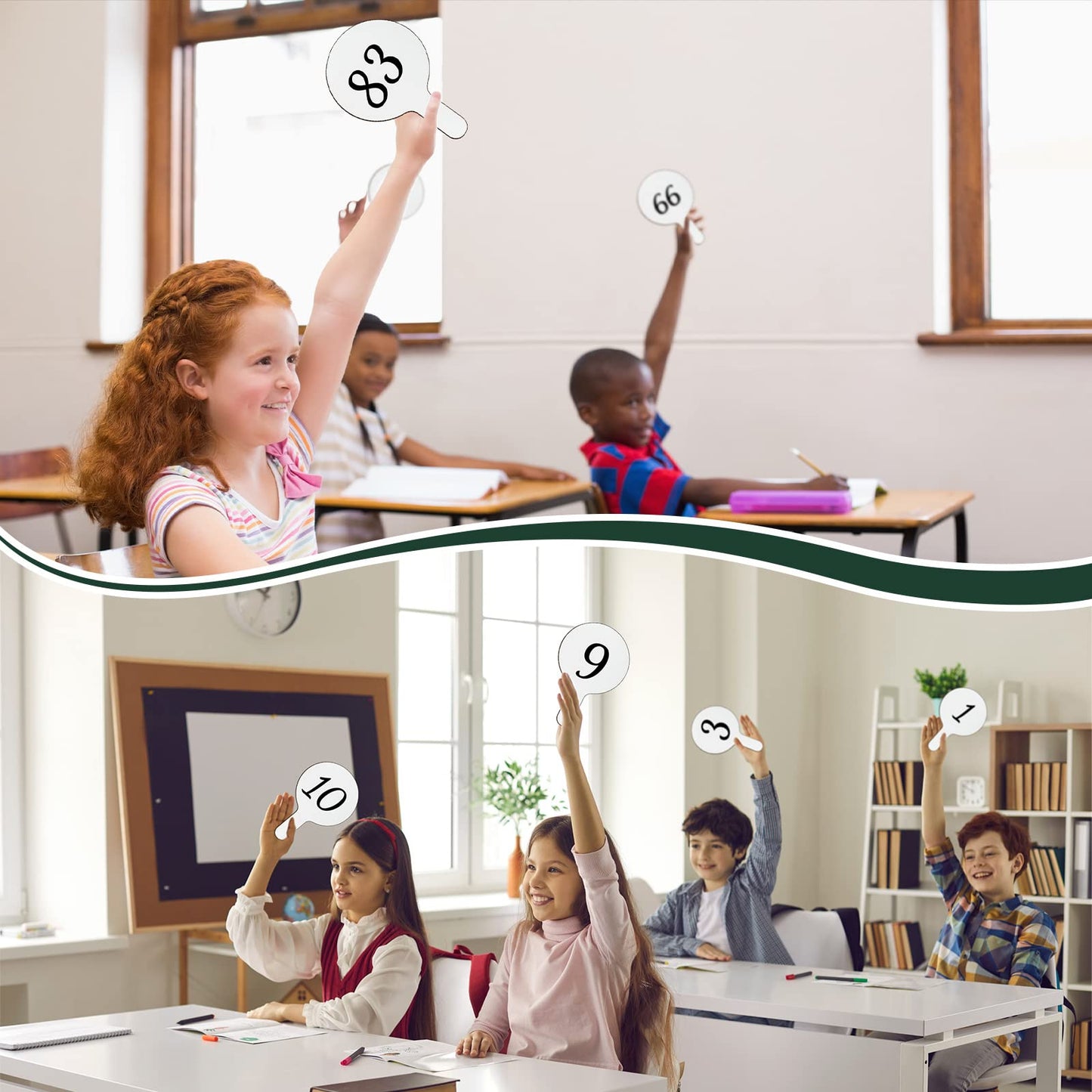 32 Pack Dry Erase Paddles White Answer Board Bulk Double Sided Board Plastic Handheld Paddle Set with Whiteboard Pens and Whiteboard Erasers for Students Classroom Voting Bidding Answering (Round)
