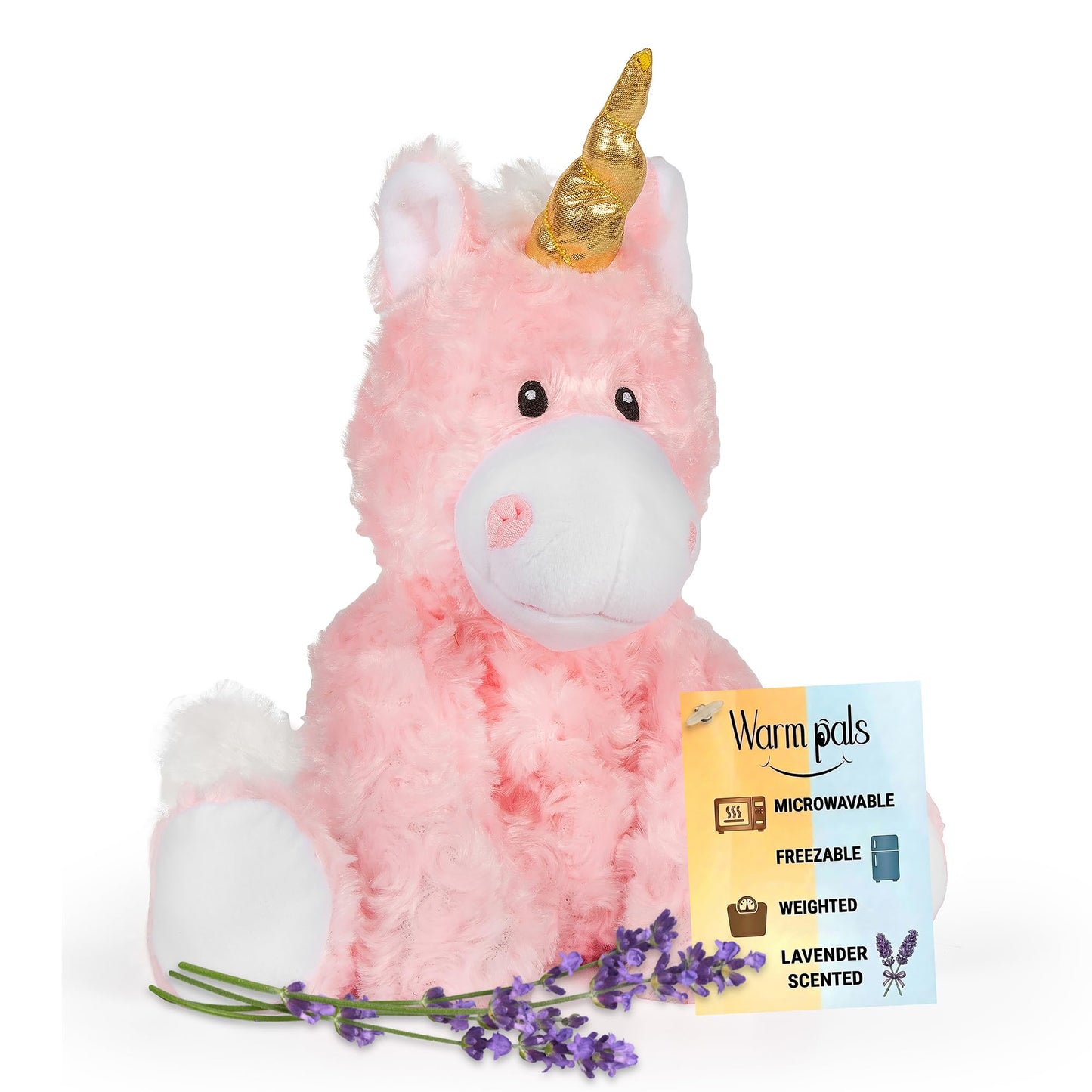 Warm Pals - Princess Pink Unicorn - Cozy Microwavable Lavender Scented Plush Toys - Heated Stuffed Animal - Heatable Coolable Bedtime Comfort Plushie
