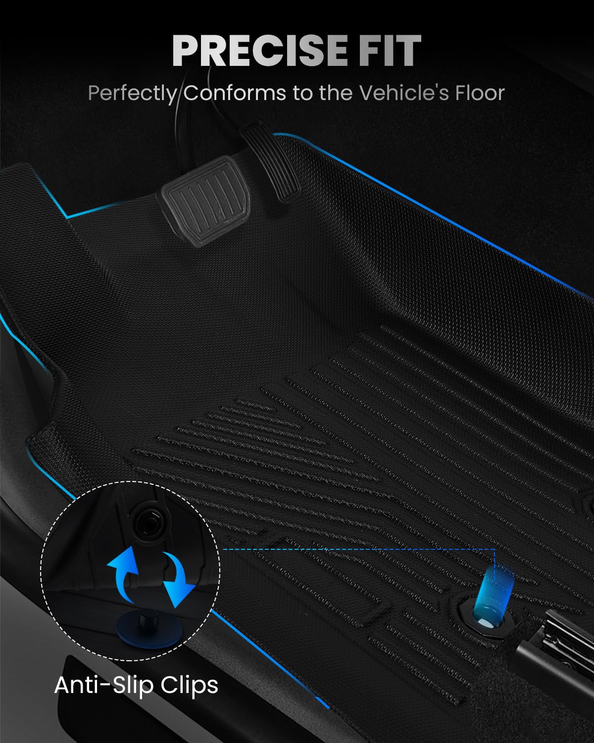 Floor Mats for Toyota Tacoma 2016-2023 (Only for Double Cab and Automatic) All Weather Rubber Floor Liners for Tacoma TRD/SR/SR5/limited Accessories Car Mats Easy Clean, Odorless Anti-Slip