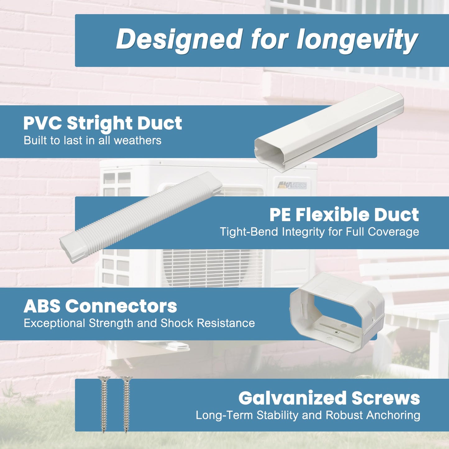 FRIOCASA 4" 10Ft Mini Split Line Set Cover,PVC line Set Cover kit for mini Split with Flexible Duct,Decorative Air Conditioner, HAVC and Heat Pumps