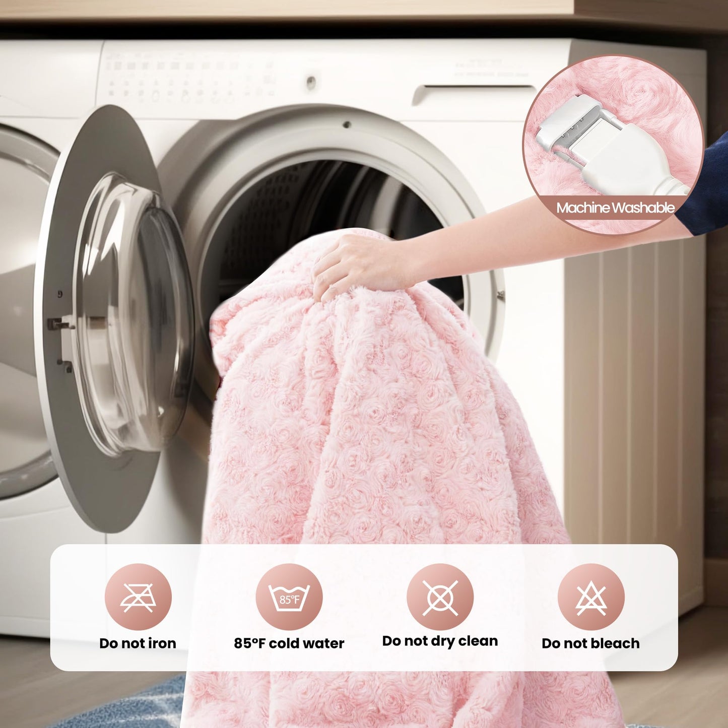 MAXEVE Heated Blanket Electric Throw 50"x60" Faux Rabbit Fur Blankets with 6 Heating Sets & 12 Hours Auto Off, Warm Gifts for Grandma Wife, ETL Certification