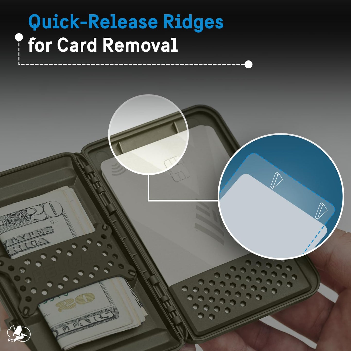 Pelican MagSafe Wallet for iPhone - Heavy Duty MIL-STD Snap-On Phone Magnetic Wallet and Phone Card Holder - Detachable and Slim Hard Case for iPhone 16 Pro Max /15 Pro Max/14/13/12 Series - OD Green