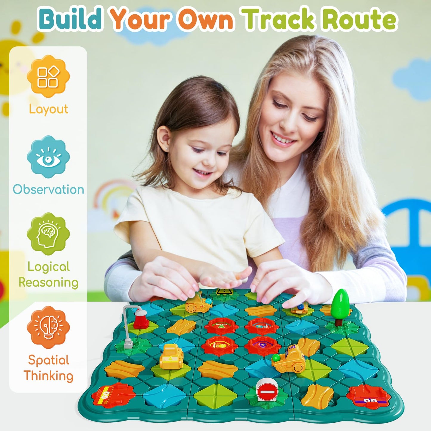 STEM Board Games for Kids Maze Learning Games Learning Games Montessori Logic Path Track Building Blocks Preschool Birthday for Boys Girls