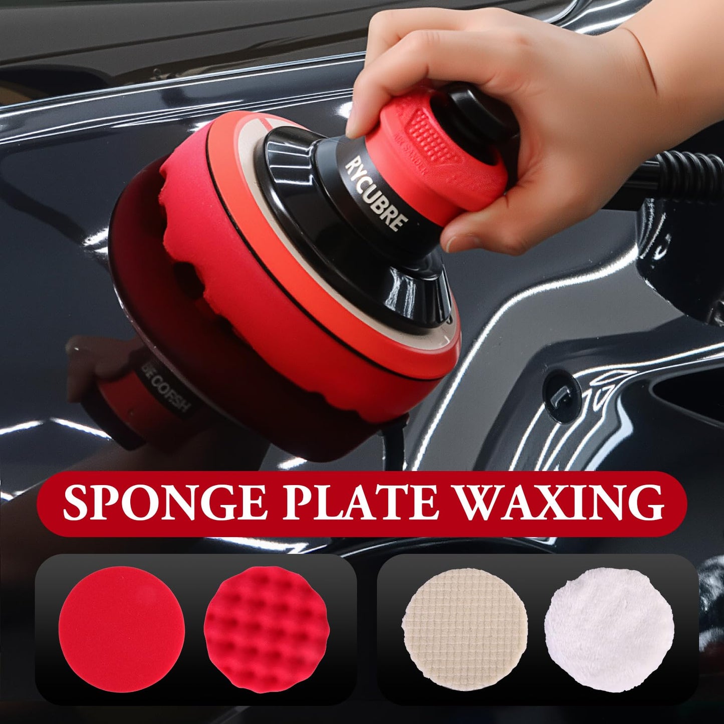 Pneumatic Air Sander – 5-Inch DA Palm Sander, High-Speed Random Orbital Sander for Woodworking & Auto Polishing (including 12 sandpaper + 4 polishing pads + accessories)