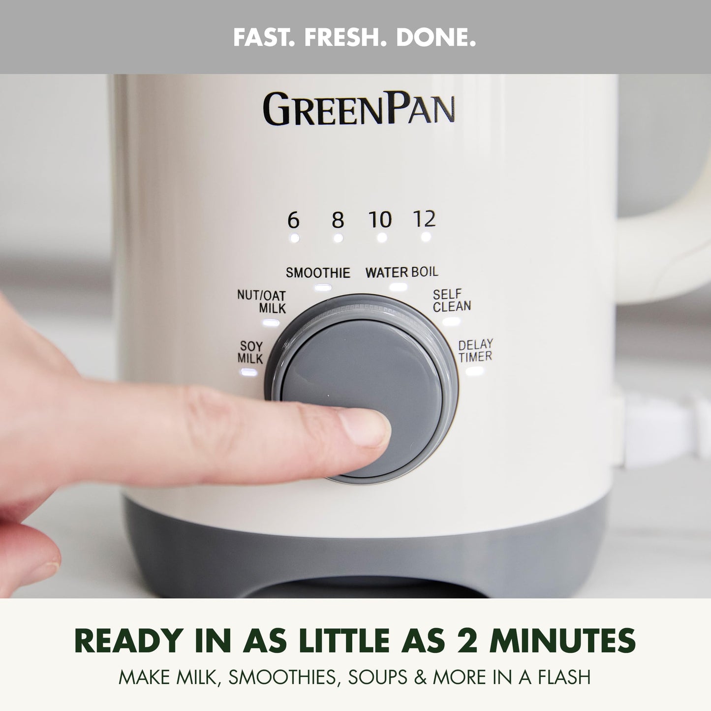 GreenPan Nut Milk Maker, 15-in-1 Homemade Soy, Almond, Oat, Coconut, Non-Dairy, Rice, Soup, Baby Food, BPA-Free, Smooth Creamy Texture, Self Clean, Barista Quality Milk, Delay Start, Boil Water, Cream