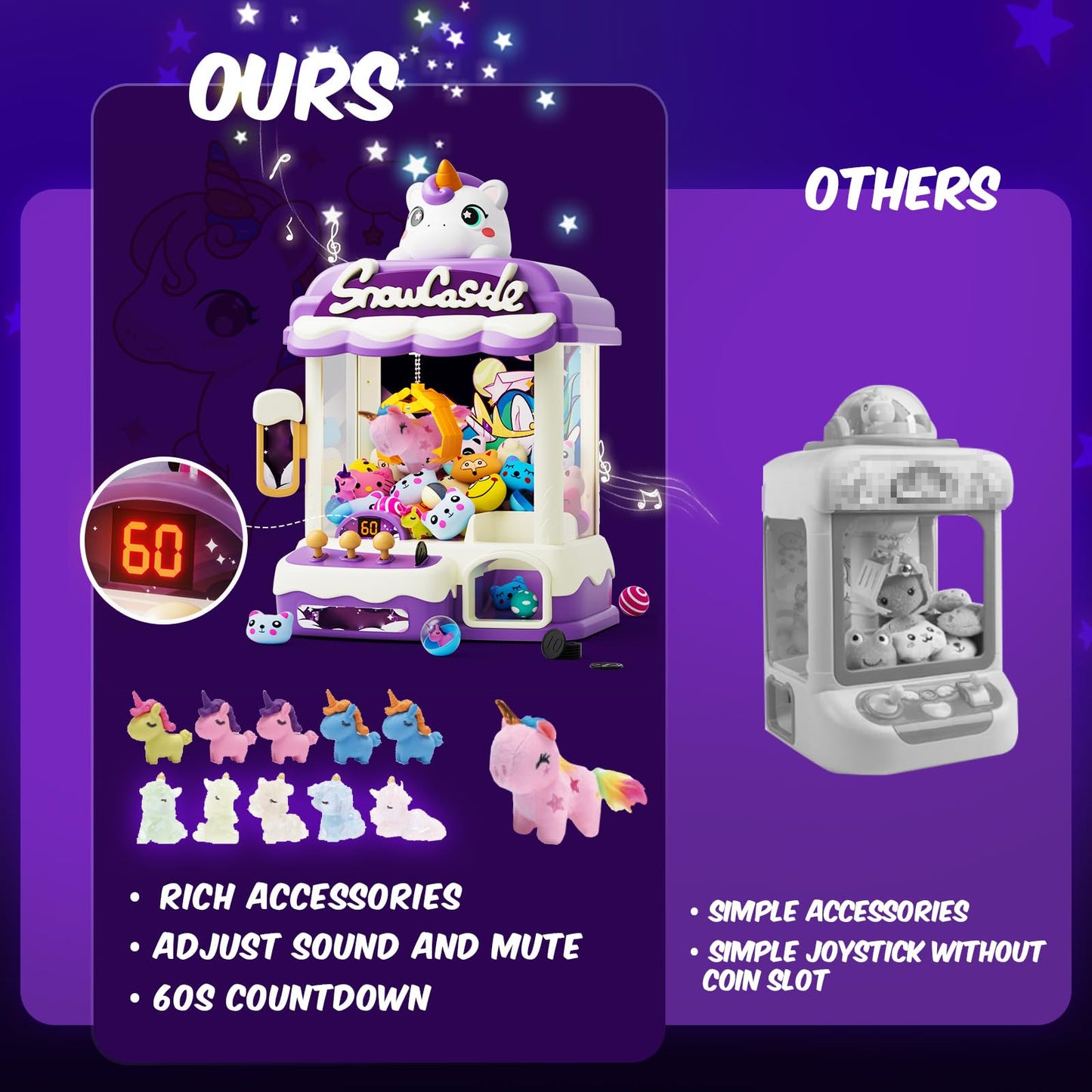 Skirfy Large Claw Machines for Kids,Unicorns Toys for Girls Age 6+,Candy Dispenser Arcade Games Mini Vending Toy with Slap Bracelet,Claw Game,Birthday Gifts for Kid Ages 6,7,8,9,10,11,12