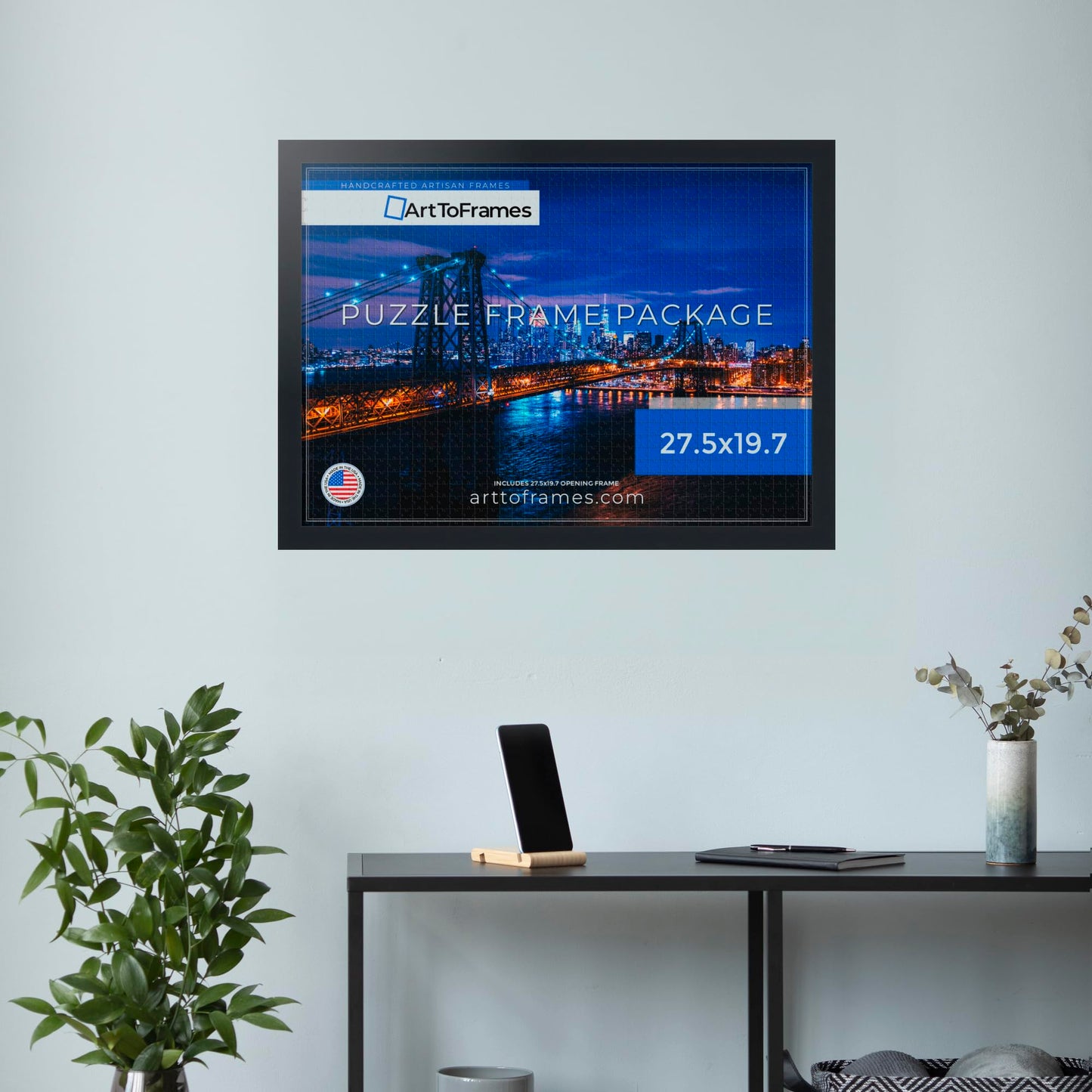 ArtToFrames 27.5x19.7 INCH / 50x70 CM Black Frame for 1000 piece Puzzles.This 1.25 Inch Custom MDF Puzzle Frame is Black - Comes with Economy Acrylic (PuzzleFRBW26079-27.5x19.7)