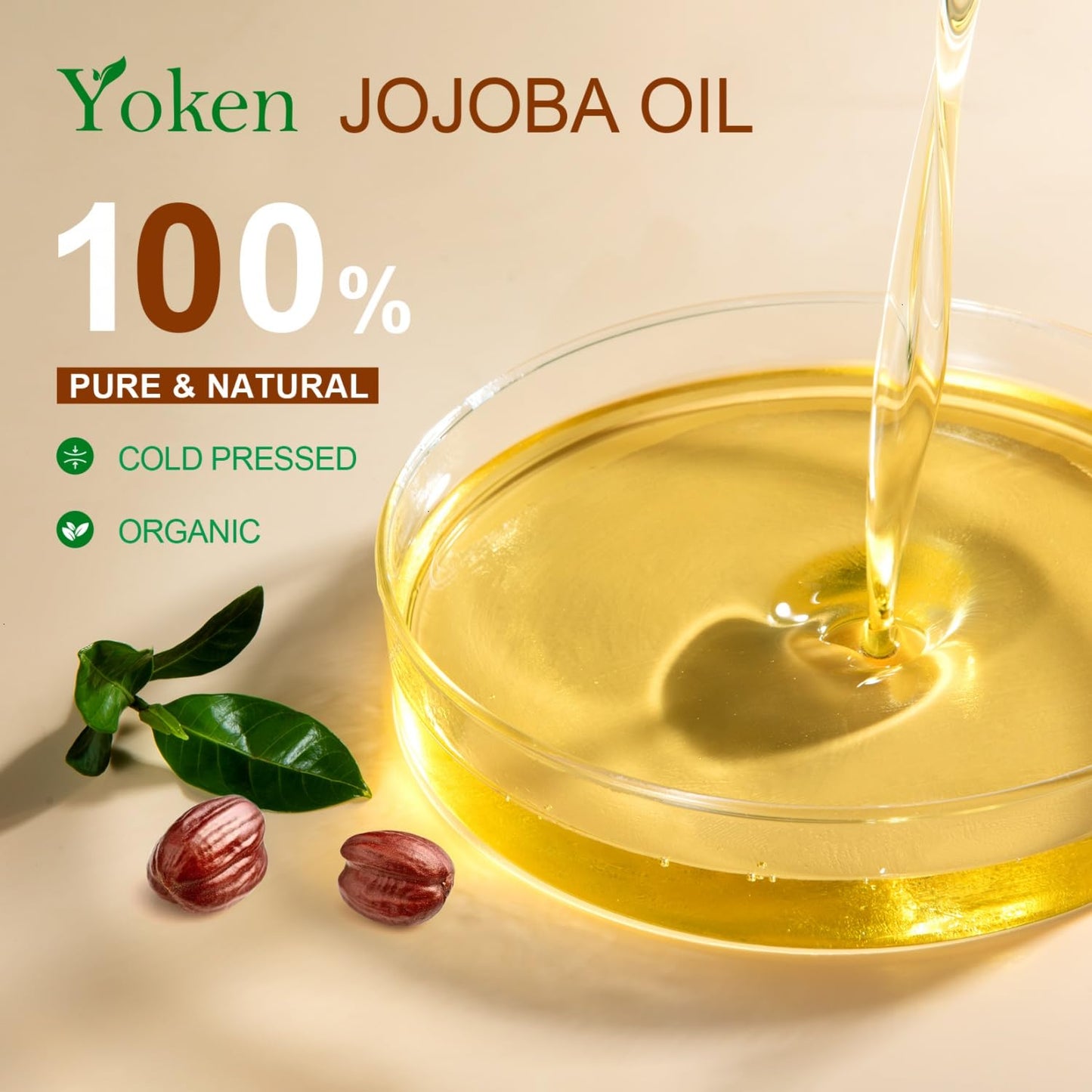 Yoken 1 Gallon Jojoba Oil EWG Verified - 100% Pure Jojoba Oil Bulk Cold Pressed Unrefined Hexane Free Virgin Golden Jojoba Carrier Oil for Hair Skin Massage DIY Natural Body Moisturizer
