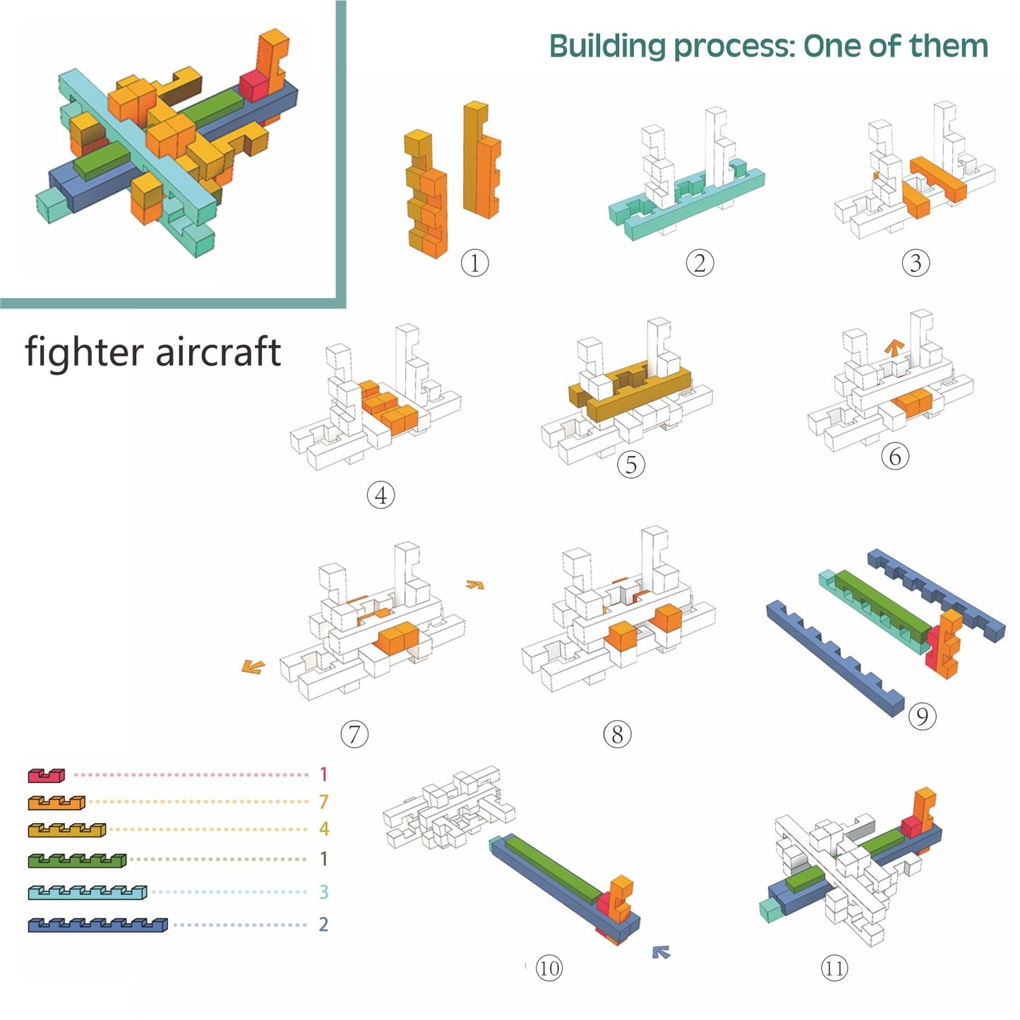 GLCforever 15 in 1 Educational Wooden Building Blocks - Mortise and Tenon Assembled into 15+ Various Shapes, STEM Toys Gift for Kids and Classroom, DIY Building Toys for Ages 5+ Teens Adults - 42 Pcs