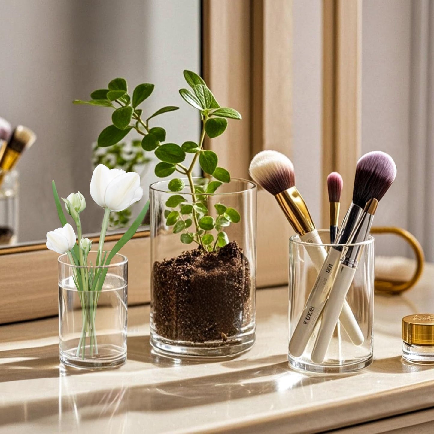 36pcs Glass Vase Cylinder for Centerpieces 4,4.7,6Inch Tall Small Flower Glass Clear Home Decor Centerpiece Table Flower Vase Decorations for Wedding＆Holiday