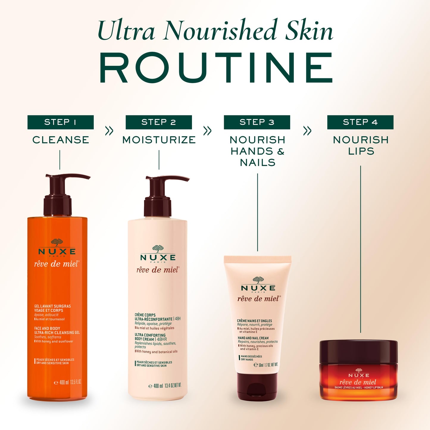 Nuxe Ultra-Comforting Body Cream, Rêve de Miel - Body Moisturizer with Shea Butter for Dry, Sensitive Skin, 13.4 Fl Oz