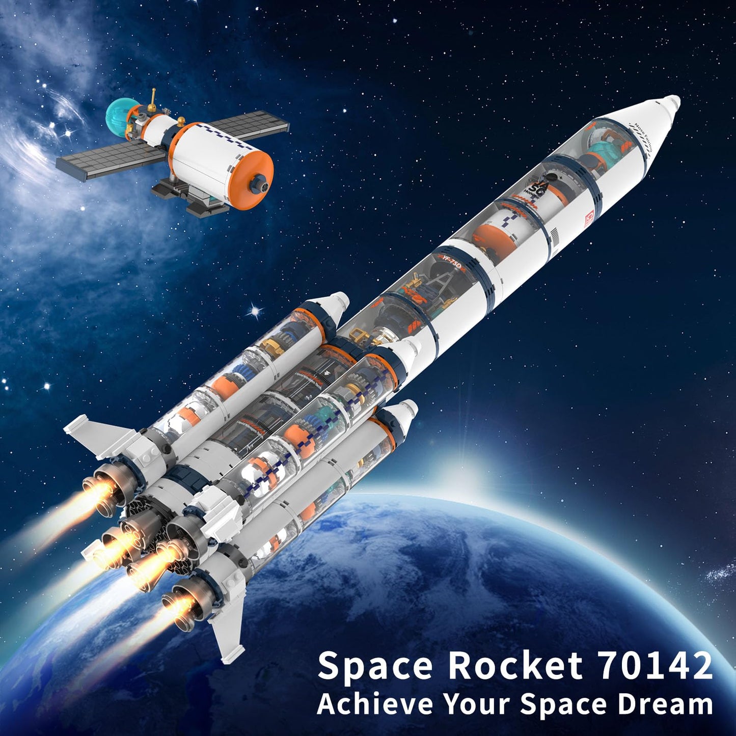 JMBricklayer Space Rocket Building Sets for Boys, Space Shuttle Rocket Ship for Adults, Spaceship Model Kits with Special Lights 70142, Ideal Gifts for Fathers Day, Kids 8 9 10 11+(1349PCS)