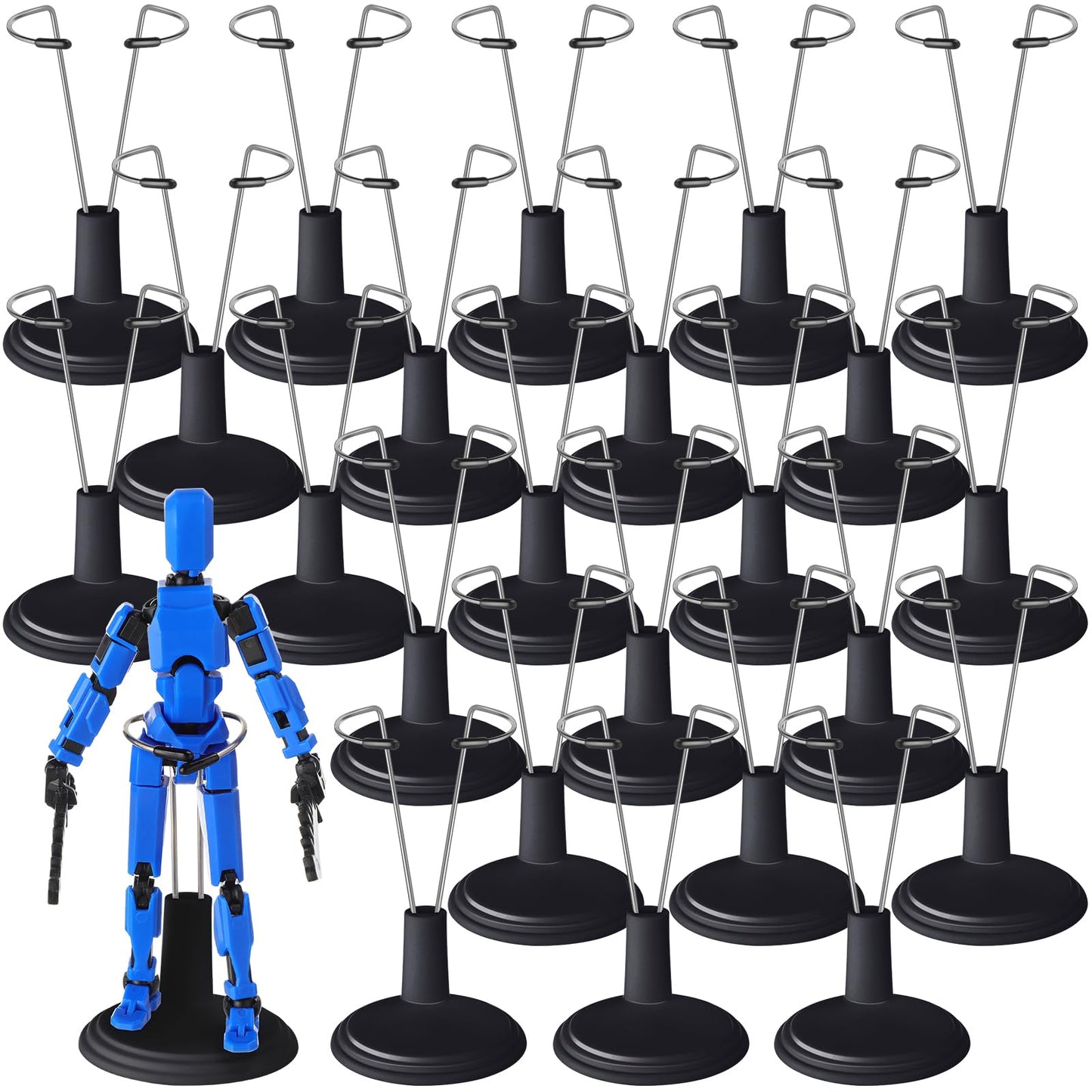 Yaocom 24 Pcs Doll Stand Adjustable Action Figure Display Holder Support for 4-6 Inches Dolls, Creative Storage Stand for Home Shop Birthday Party Favor for Male Female(Black)