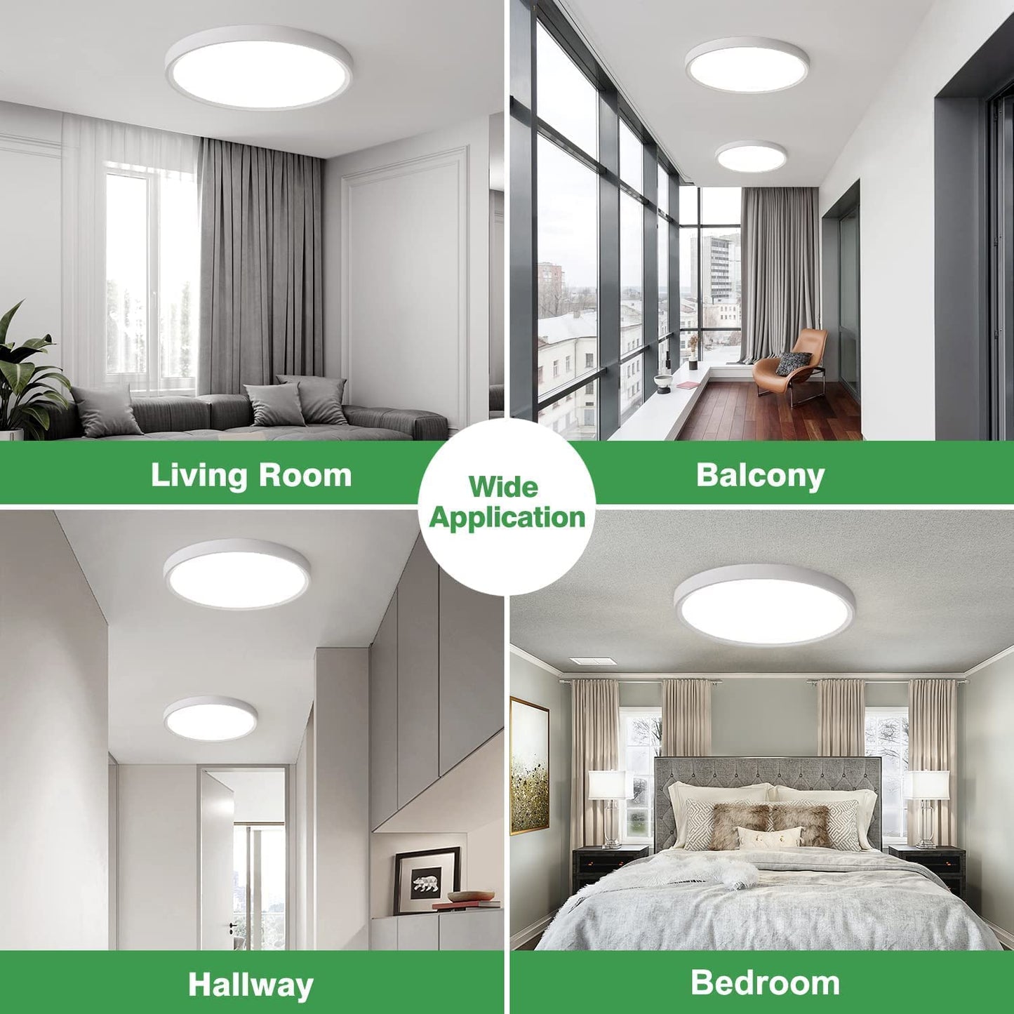 6PK 12 Inch LED Flush Mount Ceiling Light, 24W, 2520LM, 3000K/4000K/6000K CCT Selectable, Round Flat Panel Light Low Profile Ceiling Light Fitures for Hallway, Kitchen, Bedroom, Laundry Room