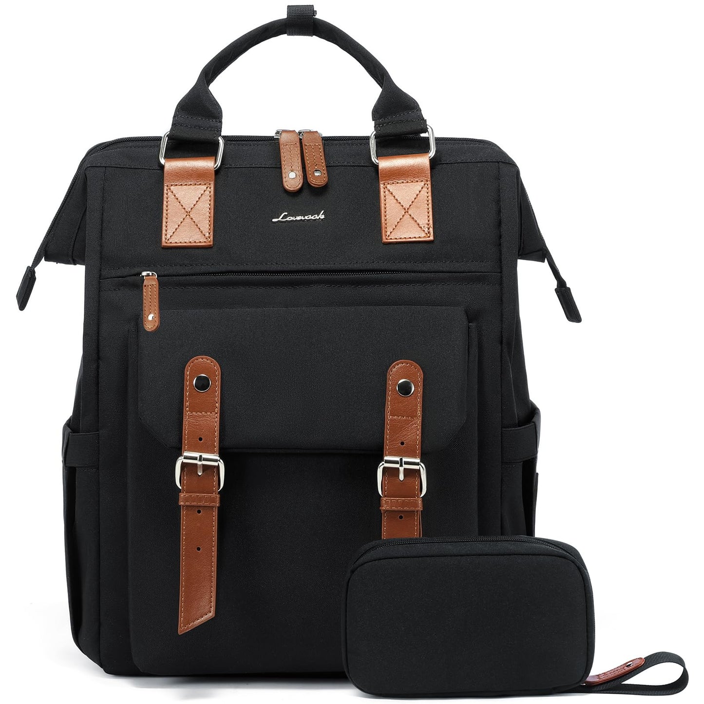 LOVEVOOK Laptop Backpack for Women Work Travel Backpack Business Commuter Computer Bag Teacher Doctor Nurse Bags College Backpack Purse, 17 Inch, Black-brown