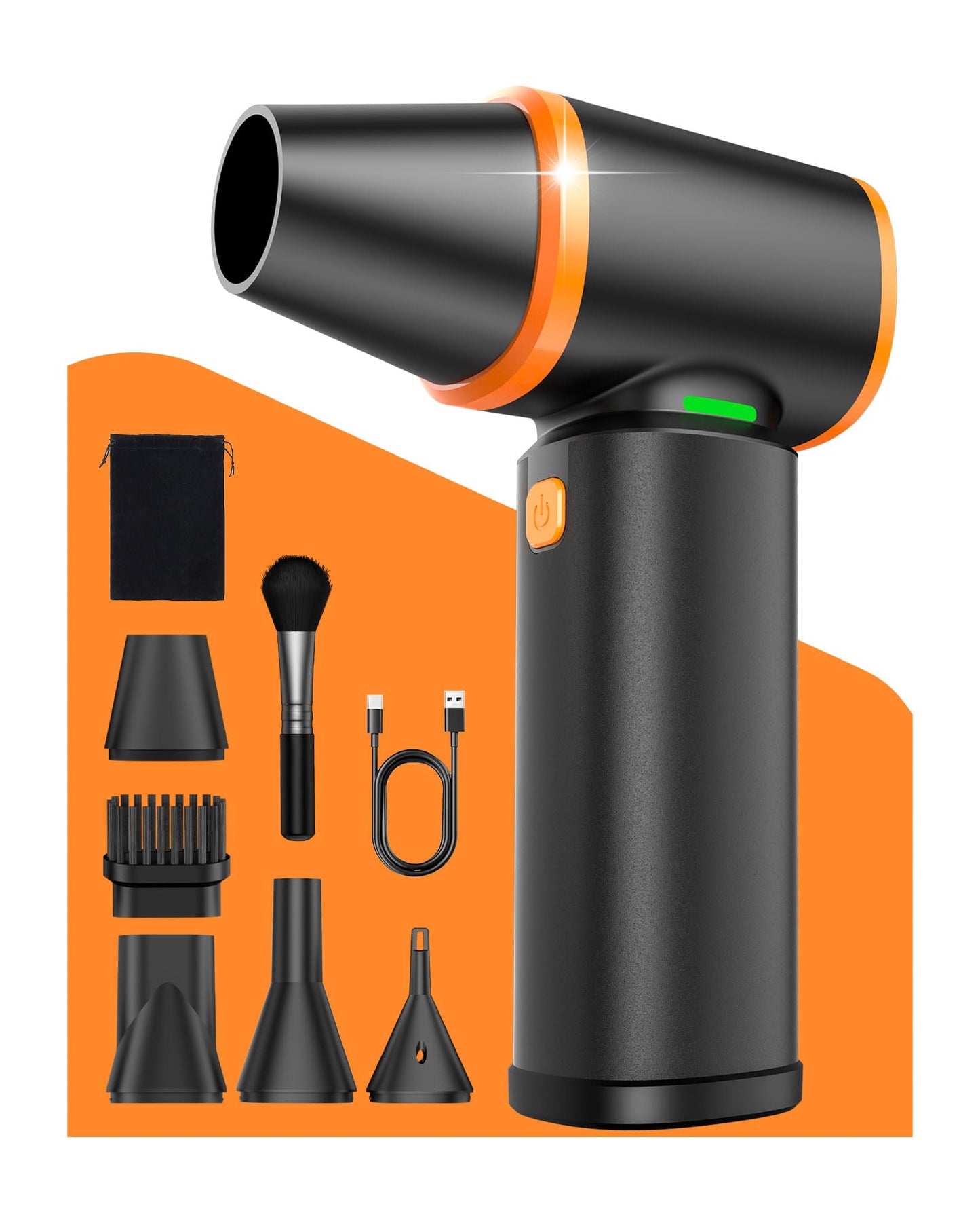 [Upgraded] Compressed Air Duster, 180000RPM High-Velocity Electric Air Duster with Stepless Speed Control, Rechargeable Portable Cordless Air Blower for Home, Car, Computer, and Keyboard Cleaning