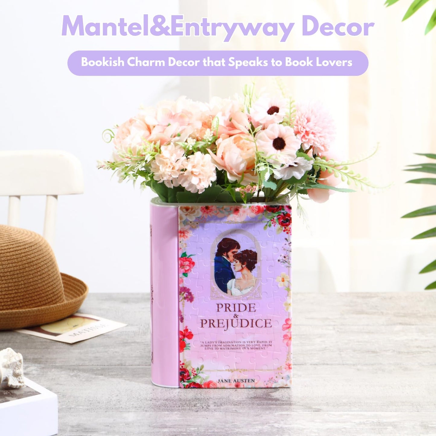 MYLARREN 3D Puzzle Vase for Adults, 3D Puzzle Book Vase for Flowers, 120 Pcs 3D Puzzles Planter for Kids Ages 8-13, Cute Unique Flower Vases for Book Shelf Decor, Books Lover Gifts for Women(Pride)