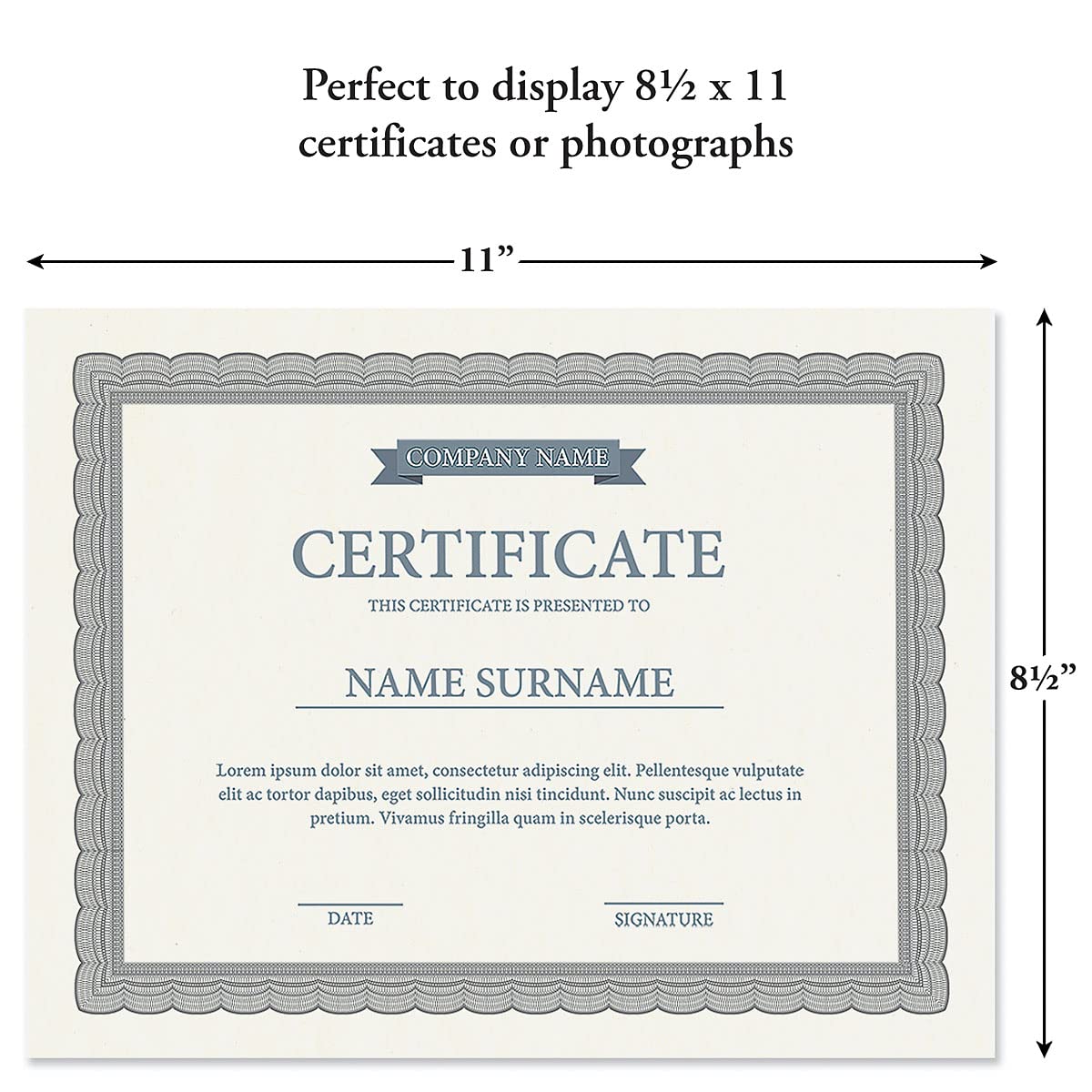 Fine Stationery Flat Black Certificate Award Plaque - Slide-In 8.5" x 11" Certificate or Diploma, Wood Wall Frame, 11 inches by 13.5 Inches