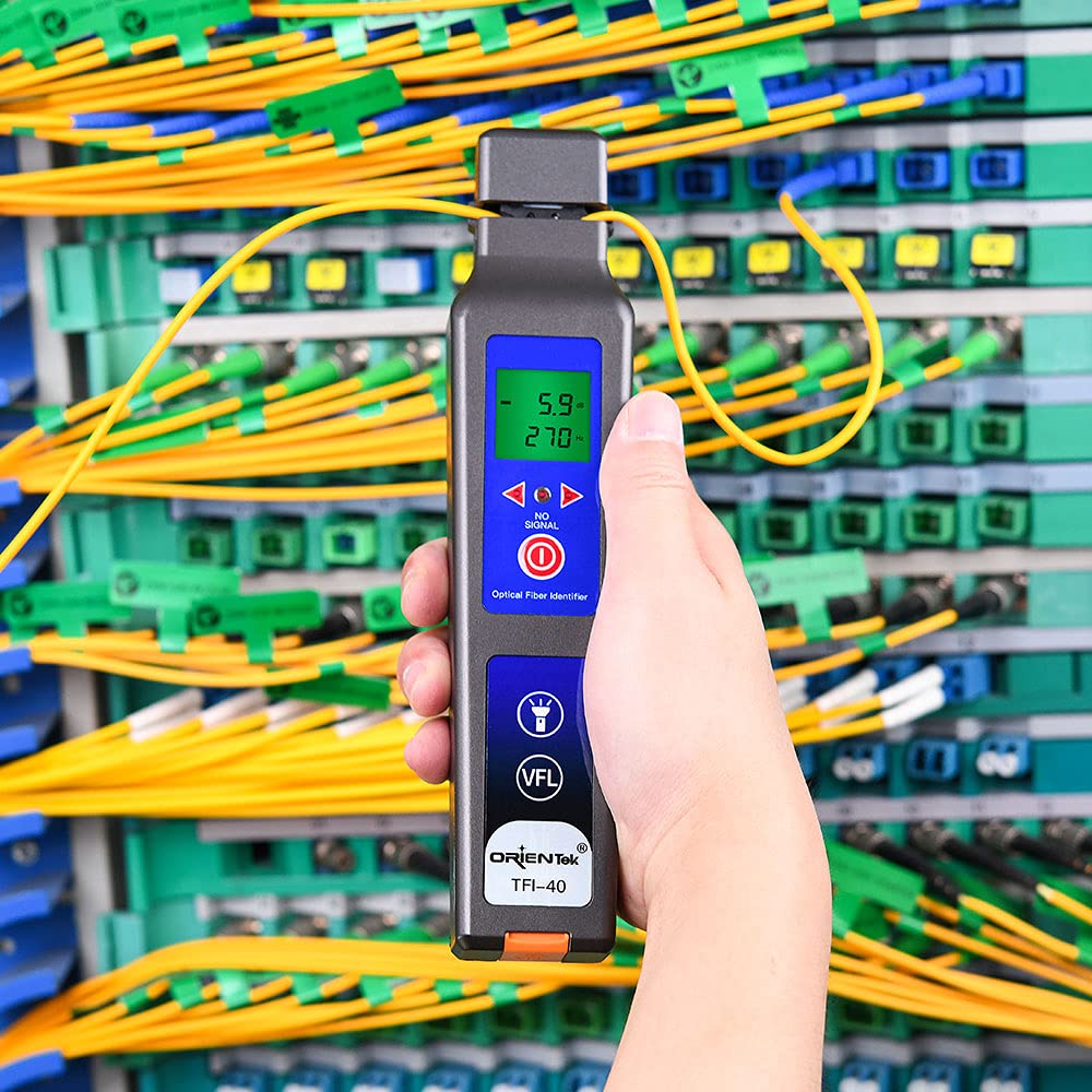 ORIENTEK TFI-40 Optical Fiber Identifier All-in-one Chuck Live with 10mw VFL 800nm-1700nm Fiber Detector Traffic Identifier OFI