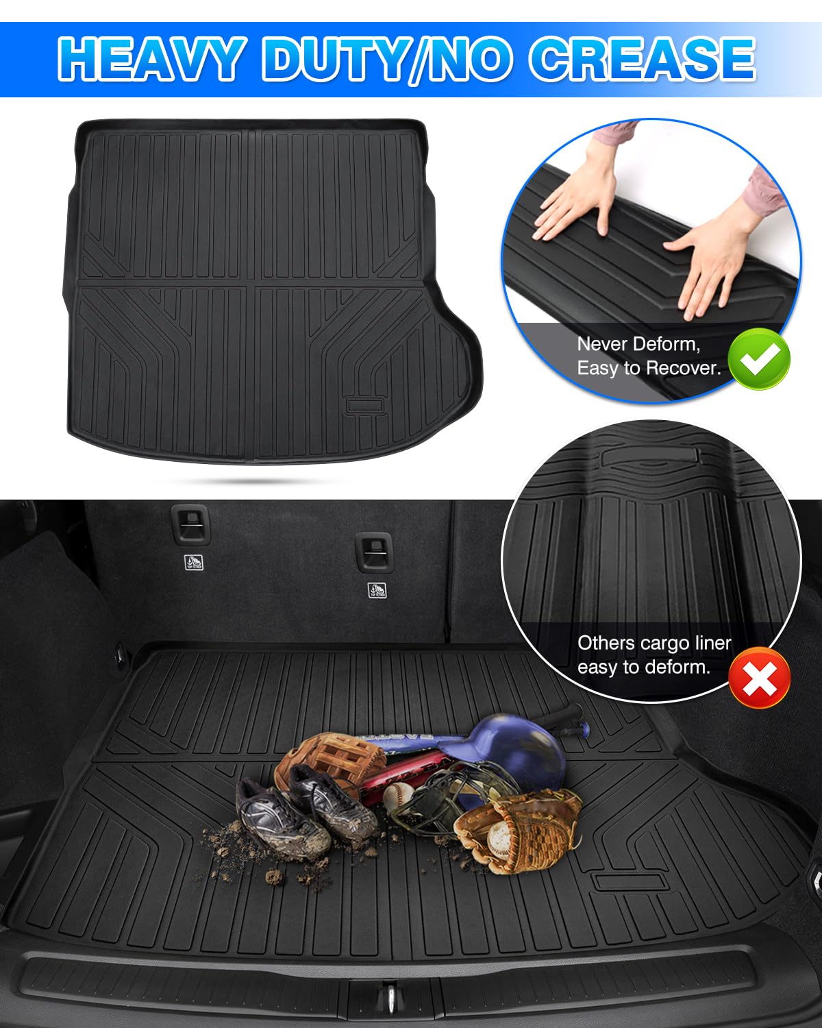 Cartist Cargo Liner - Trunk Mat for Jeep Grand Cherokee 2022-2026 5 Seater Only (NOT for WK or Grand Cherokee L), All Weather Cargo Mat for Cherokee Accessories, Heavy Duty Car Mats, Car Accessories