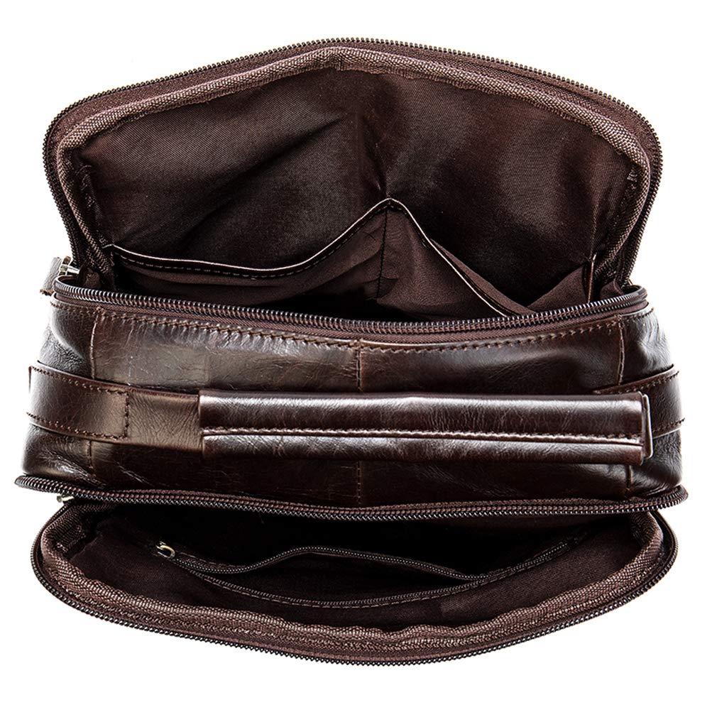 Leather Business Messenger Bag Shoulder Handbag for Men Travel Outdoor Crossbody Handbags Briefcase Wallet Phone Pouch Purse Casual Daypack Black