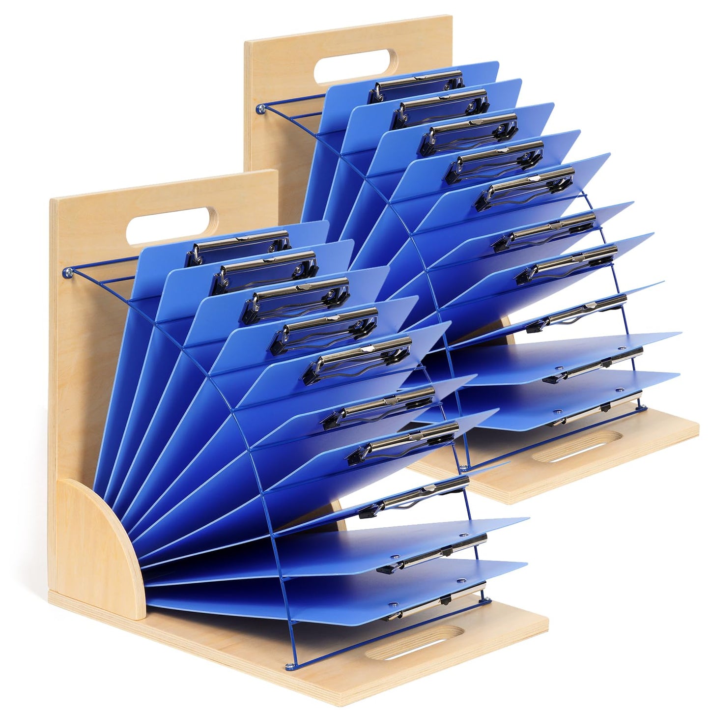 GAMENOTE 2 Pack Clipboard Holders - Wood and Metal Clipboard Stand Clipboards Organizer Rack Small White Board Organization for Classroom Storage, Office, Assembly Required (2)