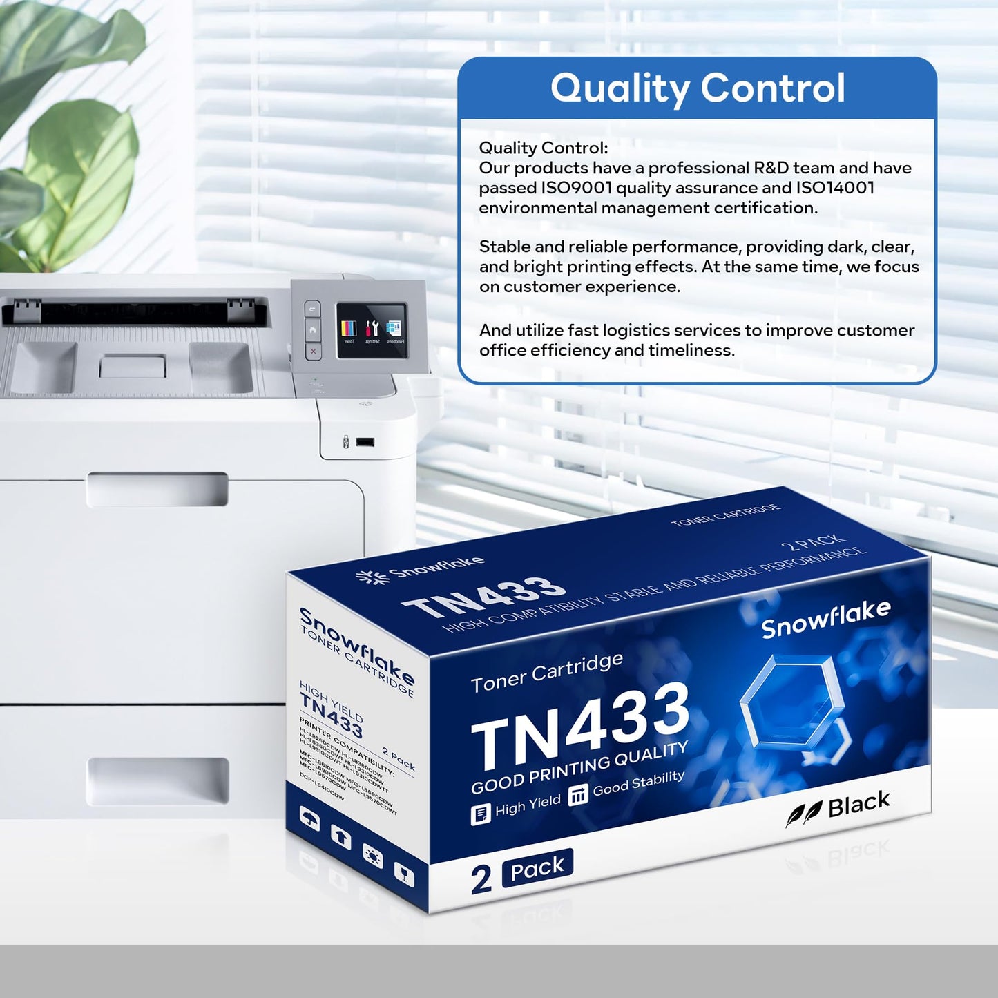 TN-433BK TN433BK 2-Pack High Yield Black Toner Cartridge Compatible TN433BK TN-433BK Replacement for Brother TN433 TN-433 TN 433 MFC-L8900CDW HL-L8360CDW HL-L8260CDW Printer.