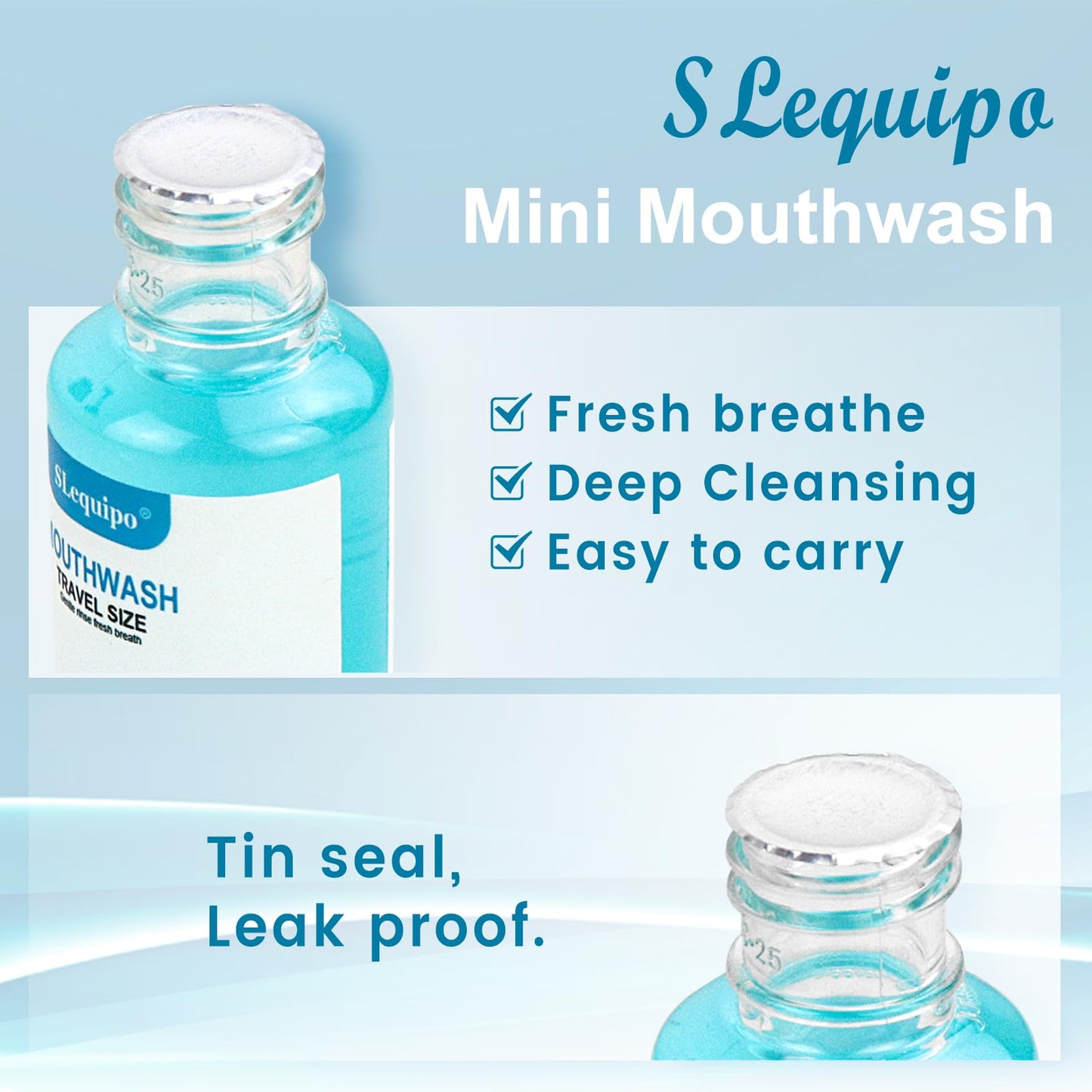 SLequipo 100 Travel Size Mouthwash Bulk Mini Mouthwash, Fresh Mint Portable Mouthwash Individual 1.2oz/35ml Mouthwash Bottles for Travel Toiletry Kits, Blue