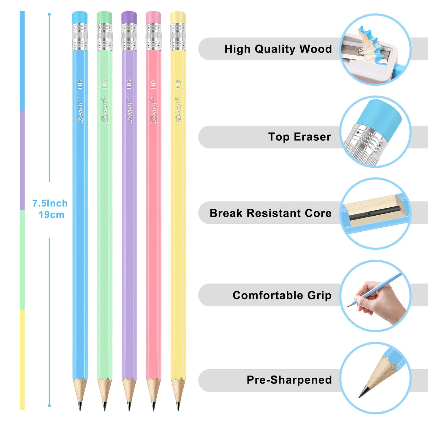 ZWlOT Wood-Cased Pencils, Pre Sharpened Pencils, 350 Count #2 HB Pencil with Eraser Bulk, School Classroom Teacher Supplies Gifts