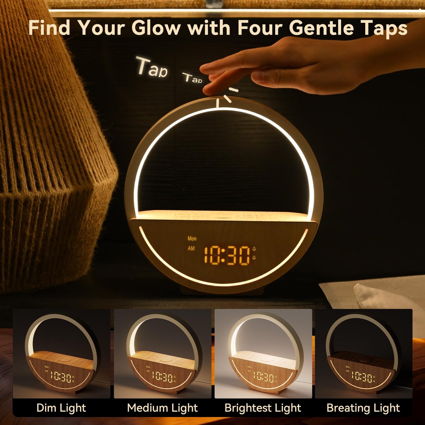 Vivilumens Wake Up Light Sunrise Alarm Clock - White Noise Sound Machine with 20 Soothing Sounds Sleep Better, Weekdays/Weekends Dual Alarms, Bedroom Bedside Lamp, Gift for Heavy Sleepers