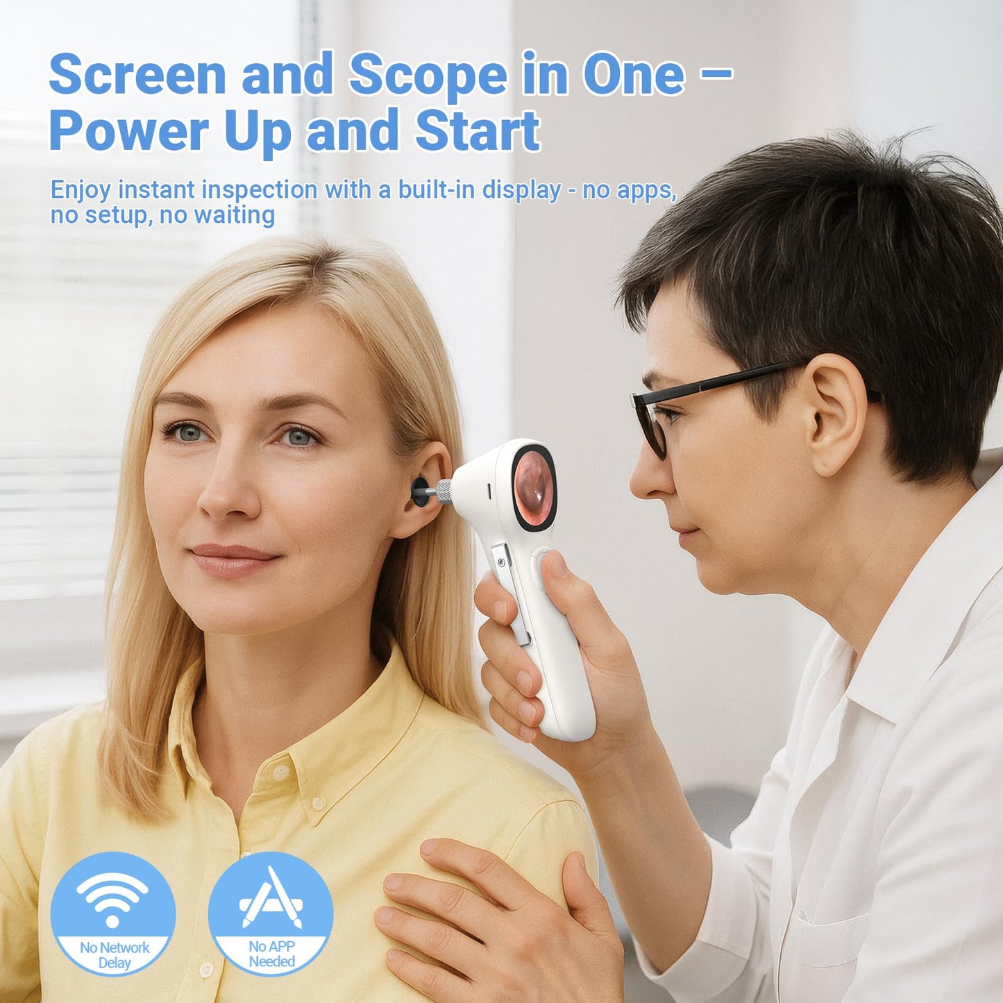 ScopeAround Otoscope with Light, 720P HD Ear Cleaning Camera & 6 LED Lights Ear Scope, 1.45" IPS Display Digital Otoscope, Ear Scope with Extention Cable, Smart Ear Camera, Ready to Use White