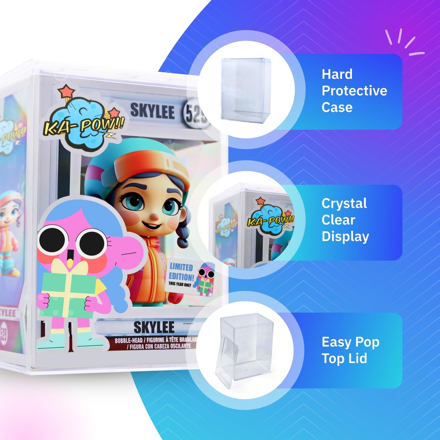 Crystal Clear Hard Plastic Funko Pop Protector Box, Stackable Display Case for Figures, Clear Gift Box for Party Favors, 8 Boxes, Made in USA by Gary Plastic Packaging