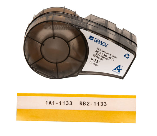 Brady Authentic (M21-750-427) Self-Laminating Wire Wrap for Control and Electrical Panels, Datacom Cable, Black on White- For M210, M210-LAB, M211, BMP21-PLUS and BMP21-LAB Printers, .75" W, 14' L