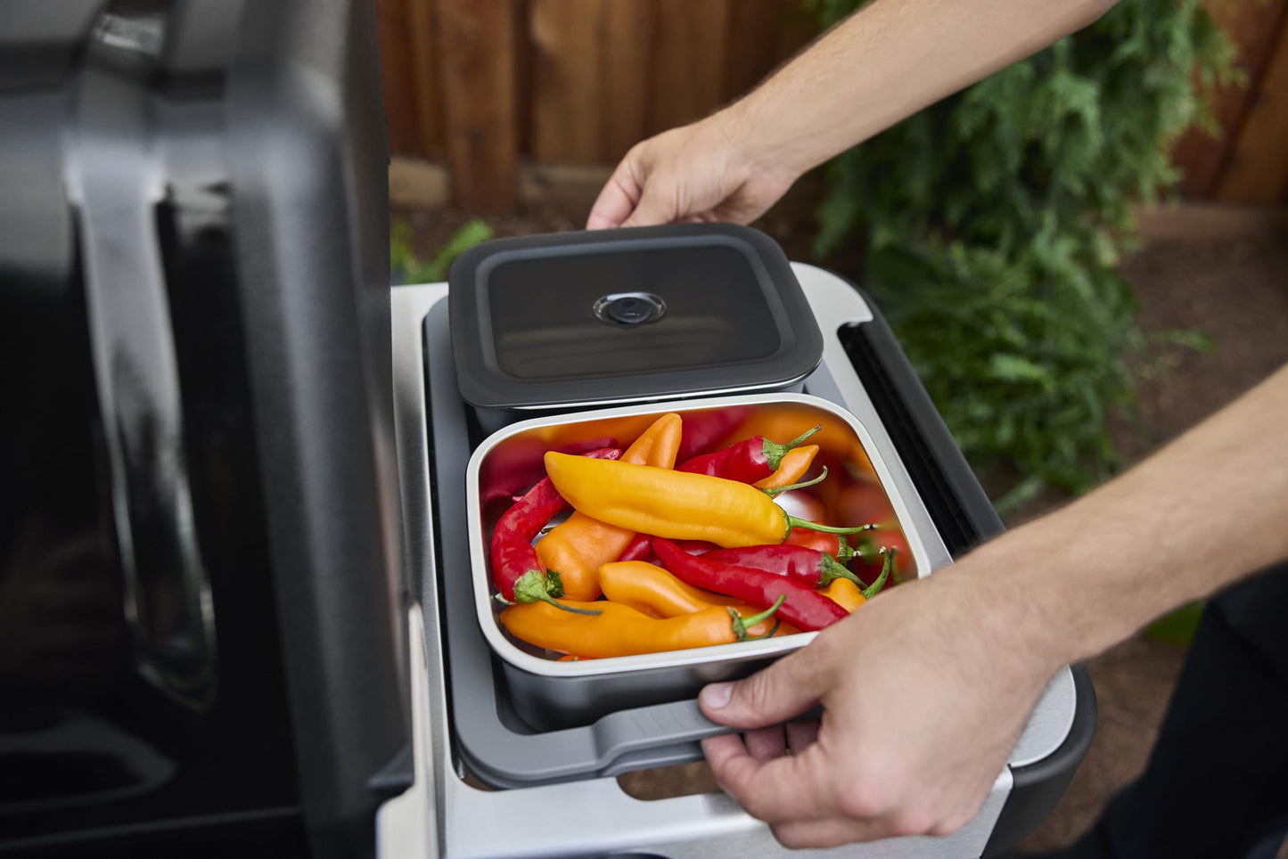 Weber Works Serving Tray – Drop‑in Grill Serving Set with Divided Trays & Stainless Steel Prep Containers with Airtight Vented Lids for Outdoor Cooking & Food Transport