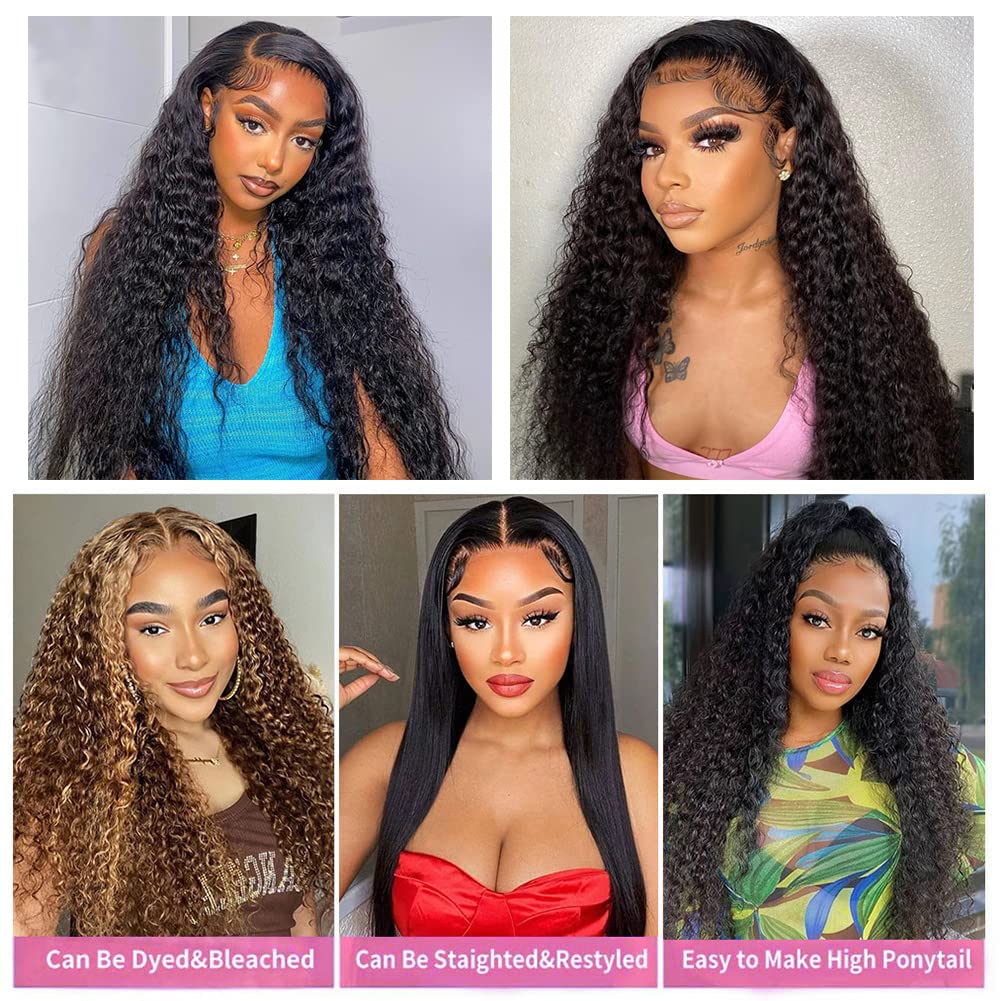 Deep Wave Bundles Human Hair 1 Bundle 24 Inch Water Wave Bundles 12A Brazilian 100% Unprocessed Virgin Human Hair Wet and Wavy Bundle Double Weft Deep Curly Weave Natural Black
